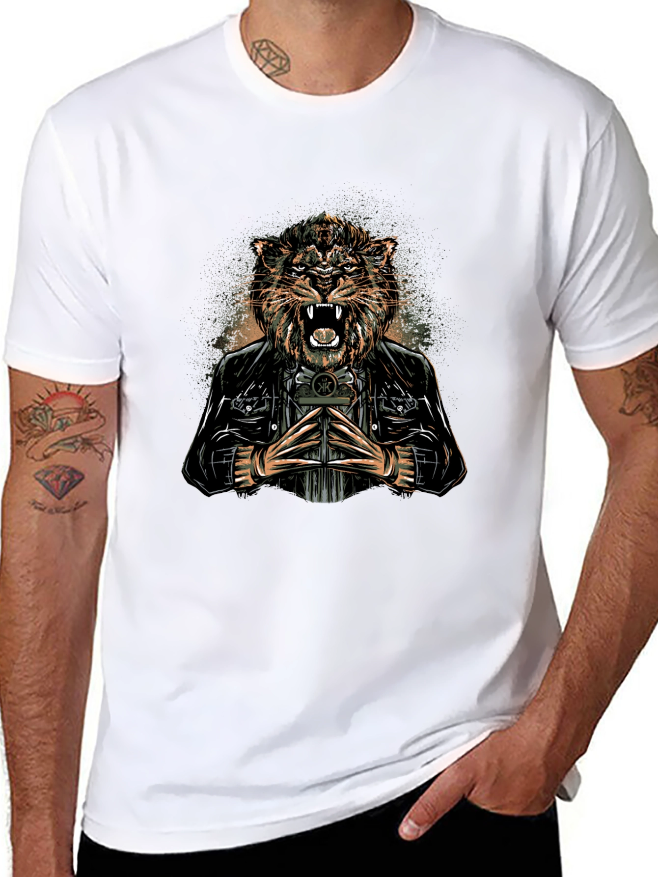 Cool Tiger Graphic Tee - Black Cotton Blend