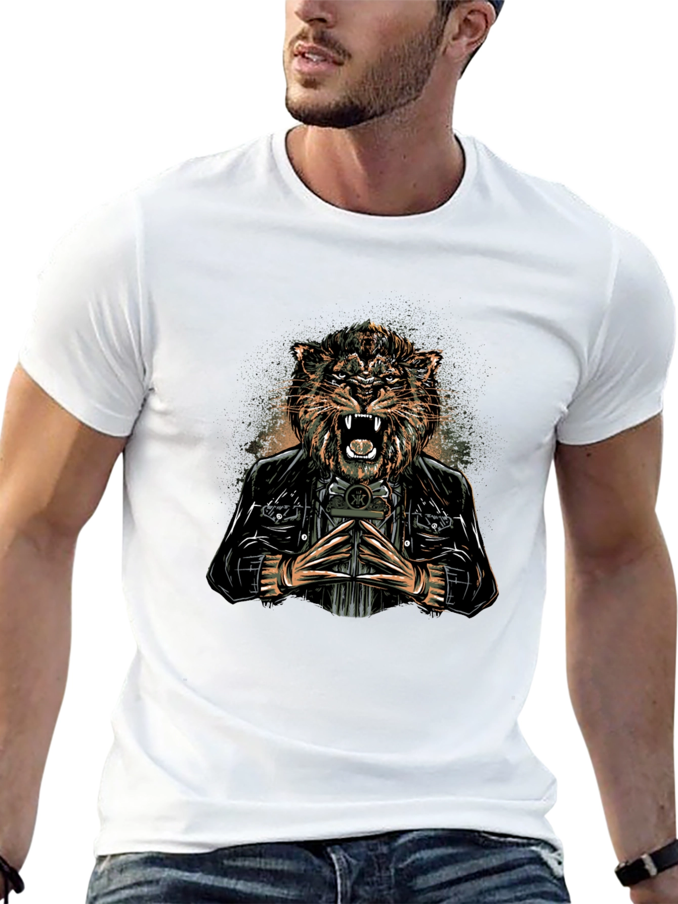 Cool Tiger Graphic Tee - Black Cotton Blend