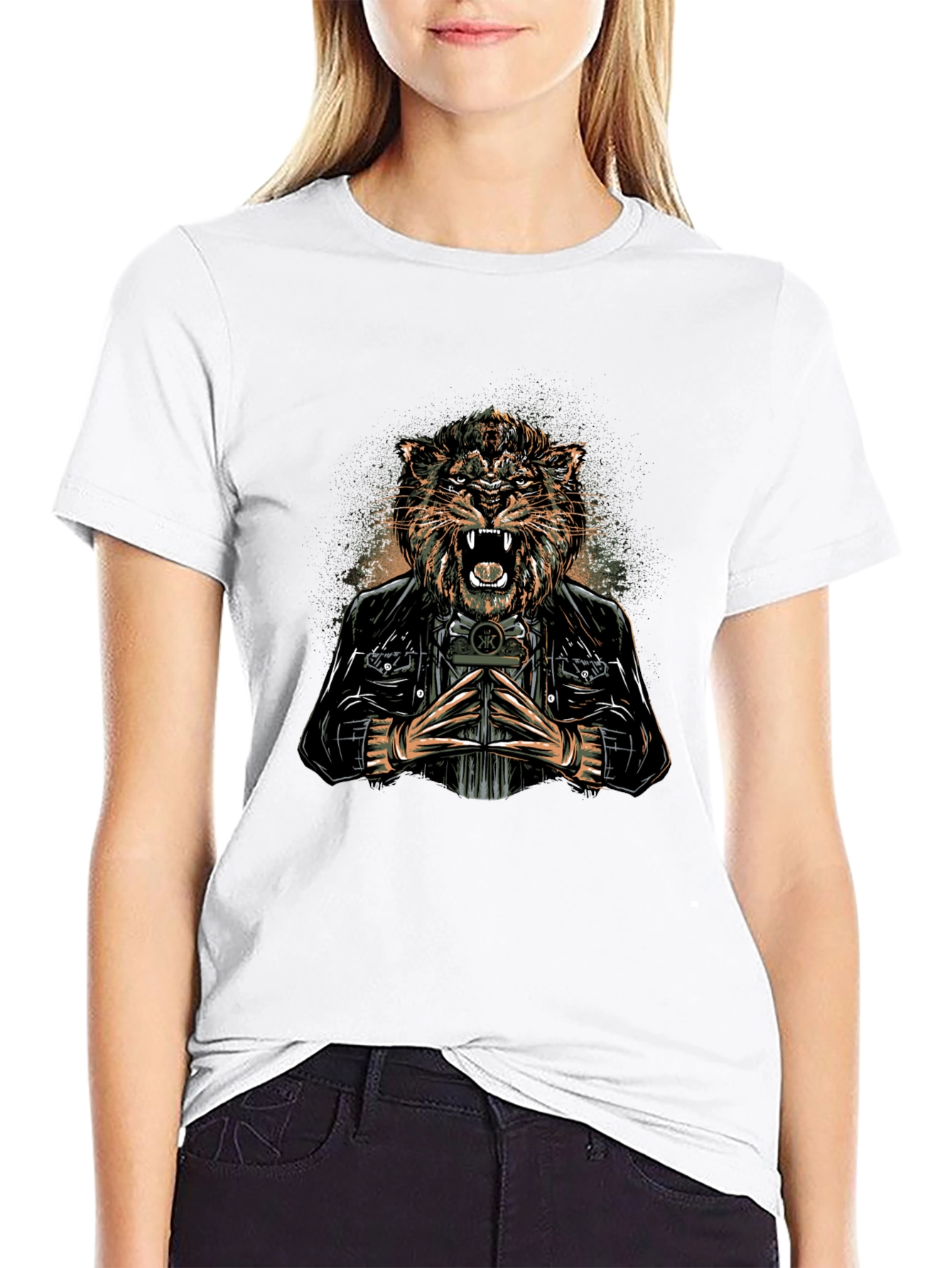 Cool Tiger Graphic Tee - Black Cotton Blend