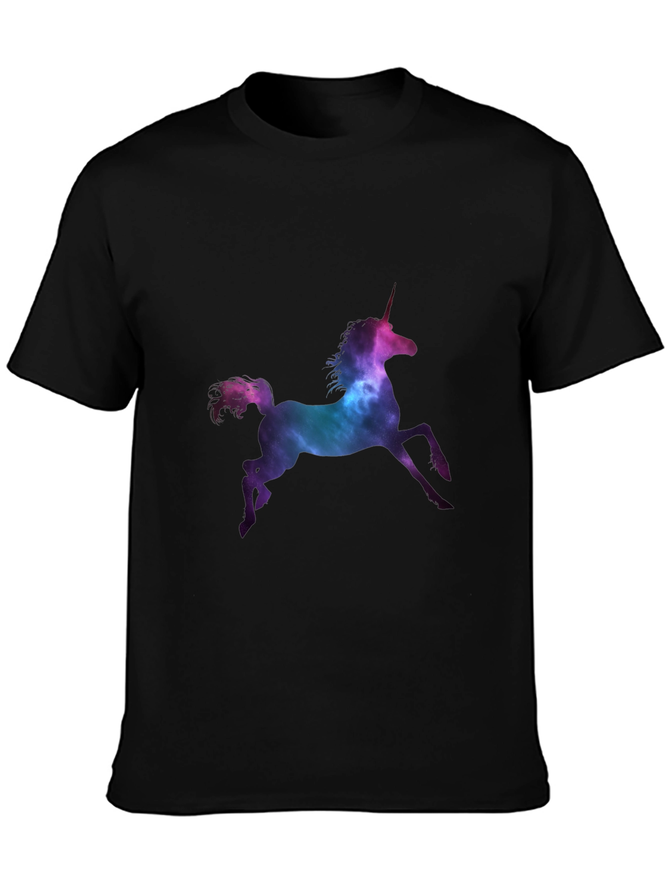 Unicorn Galaxy Print Black T-Shirt