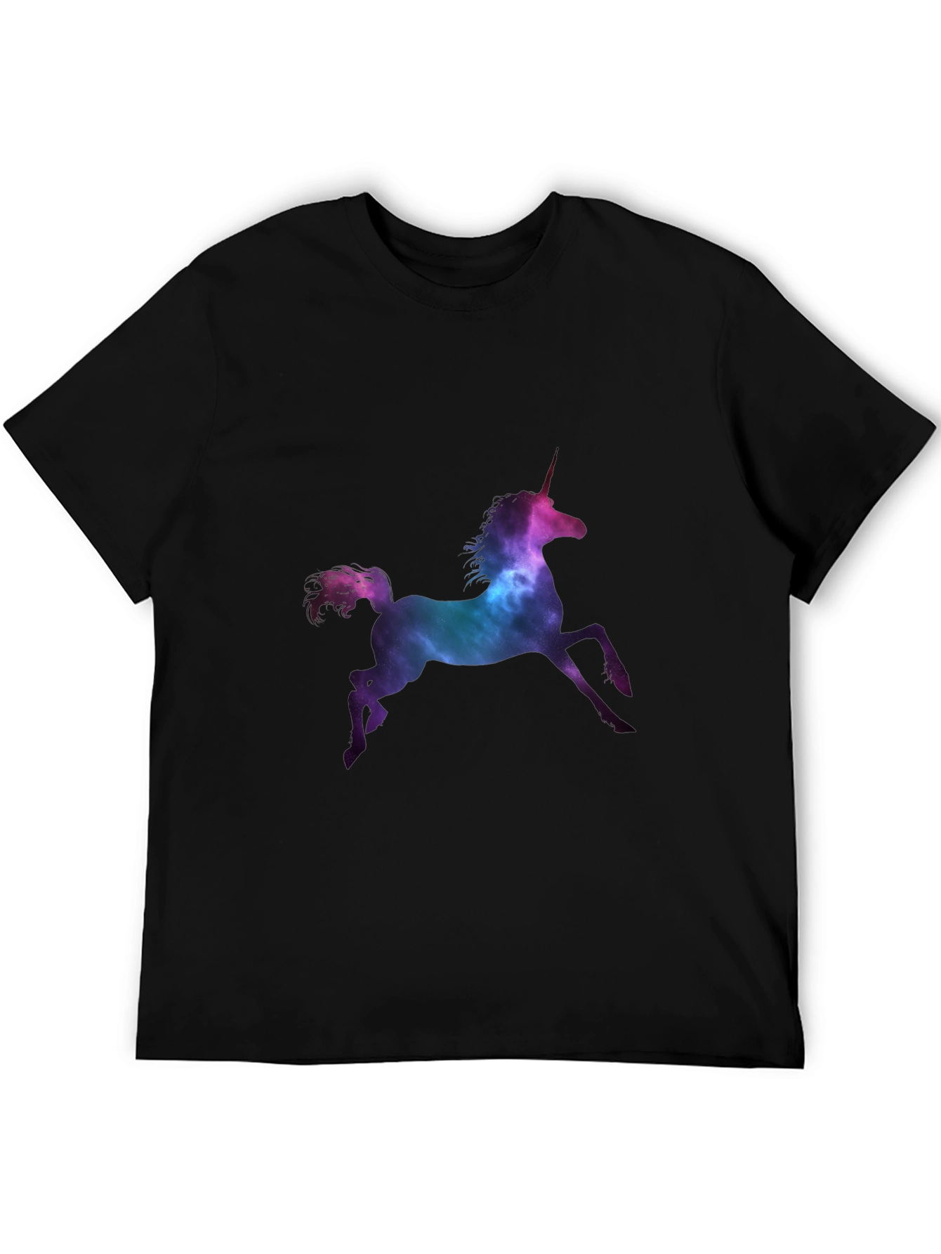 Unicorn Galaxy Print Black T-Shirt
