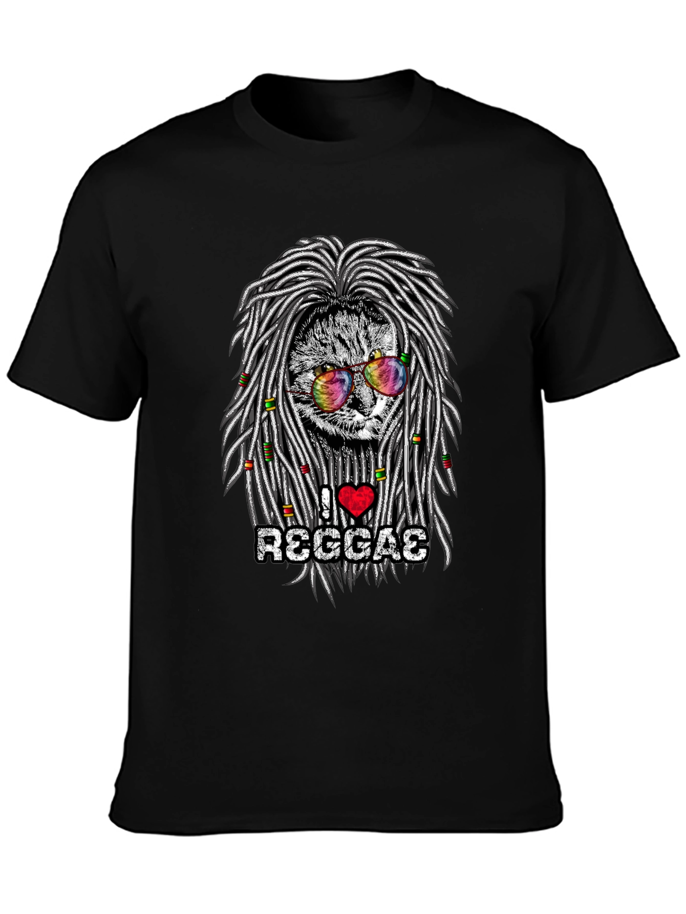I Love Reggae Cat Graphic T-Shirt