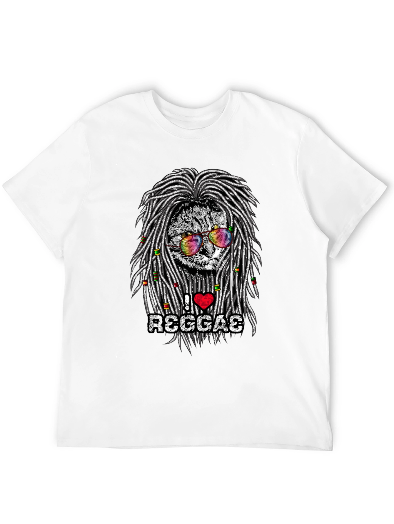 I Love Reggae Cat Graphic T-Shirt