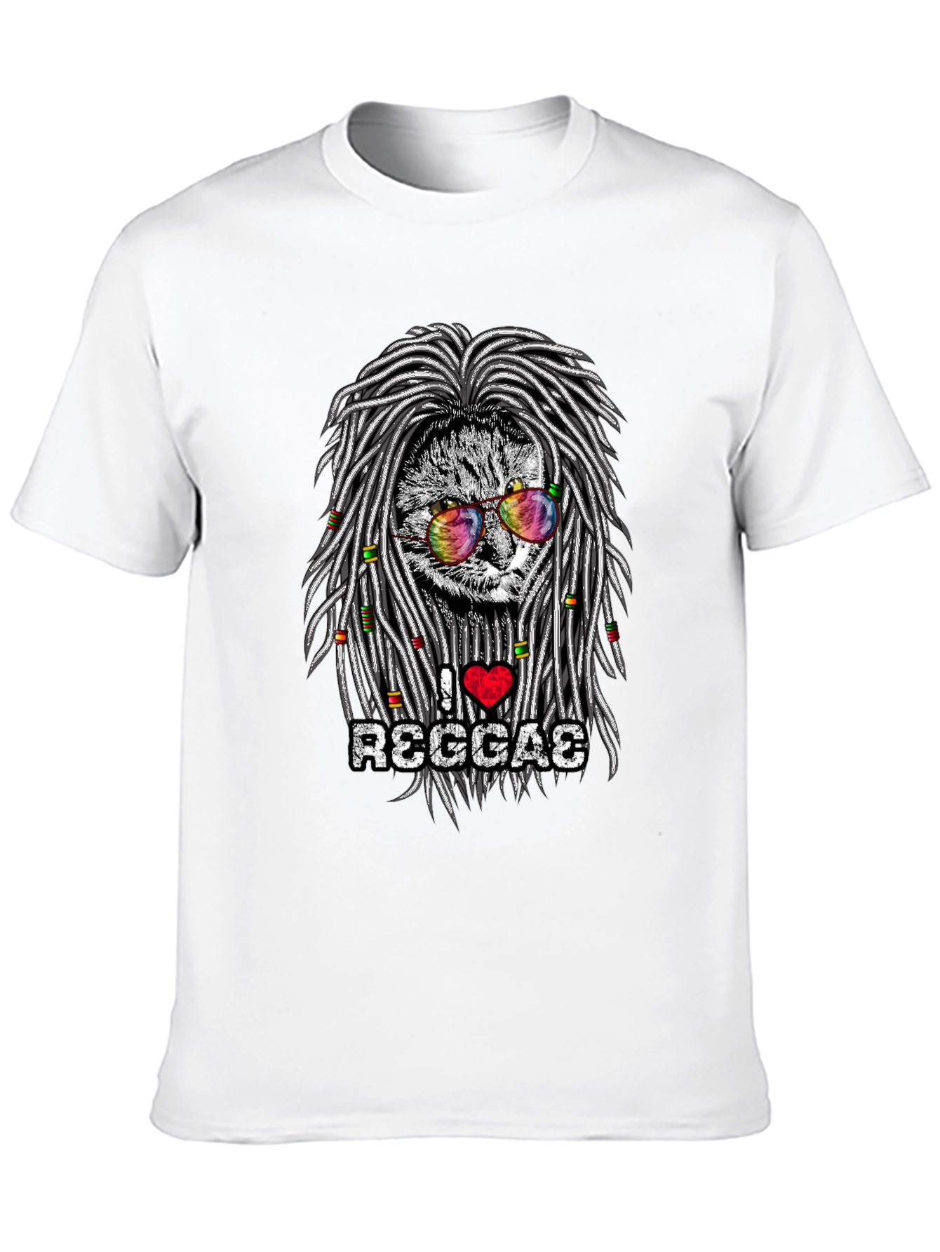 I Love Reggae Cat Graphic T-Shirt