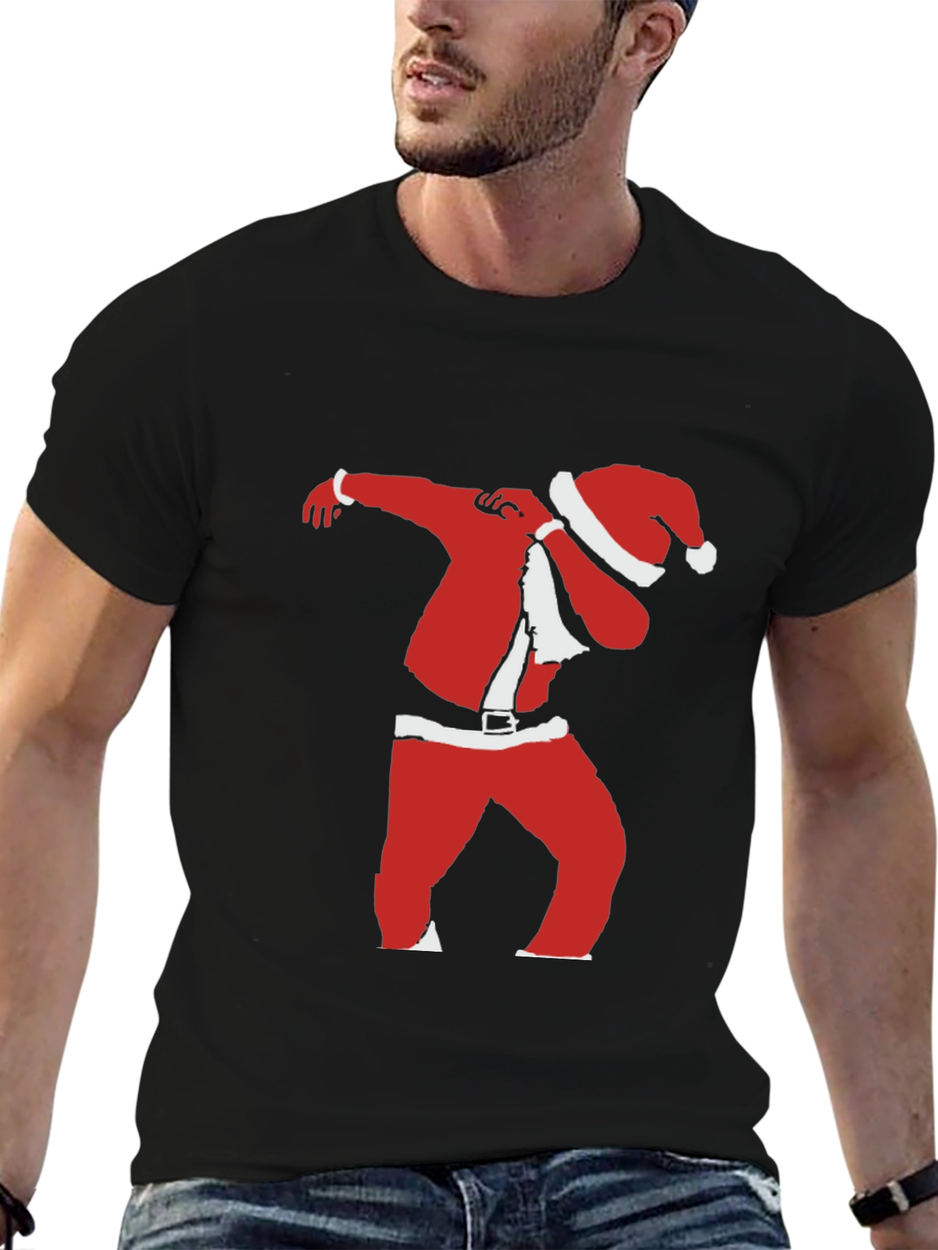 Dabbing Santa Black T-Shirt - Holiday Festive Apparel