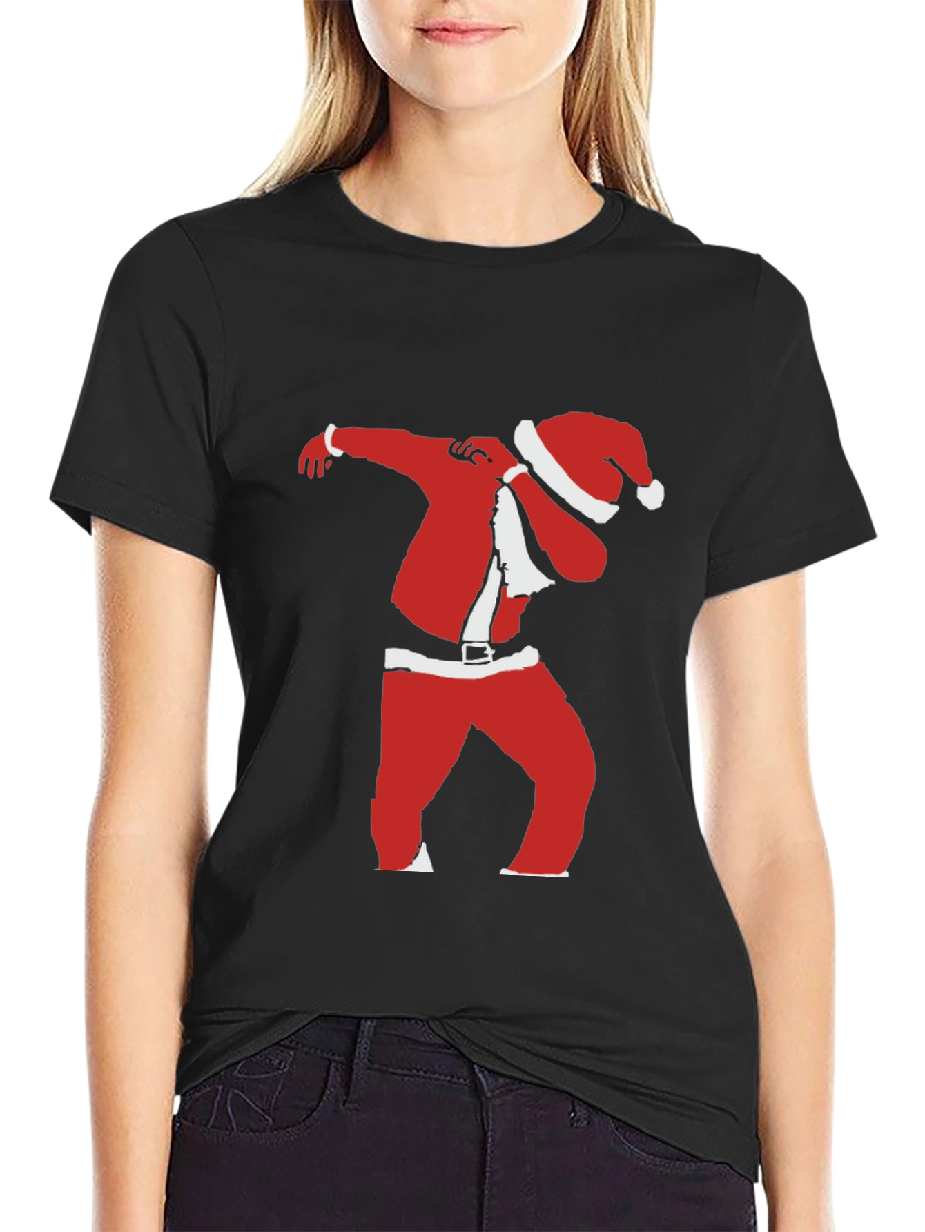 Dabbing Santa Black T-Shirt - Holiday Festive Apparel