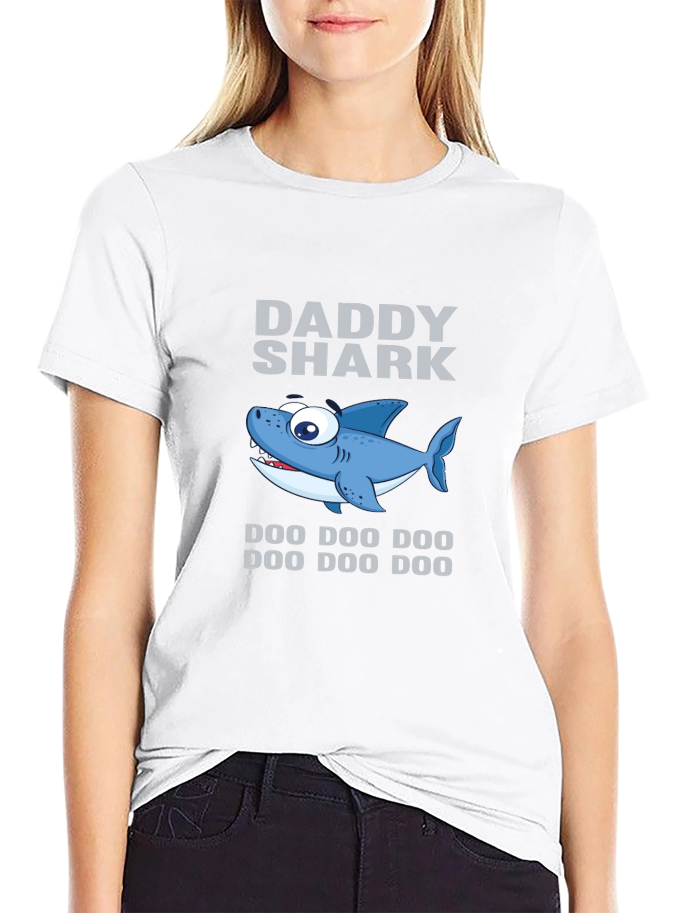 Daddy Shark Graphic Tee - Black Cotton T-Shirt