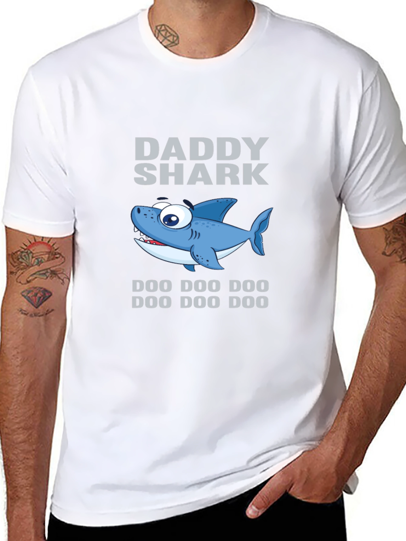Daddy Shark Graphic Tee - Black Cotton T-Shirt