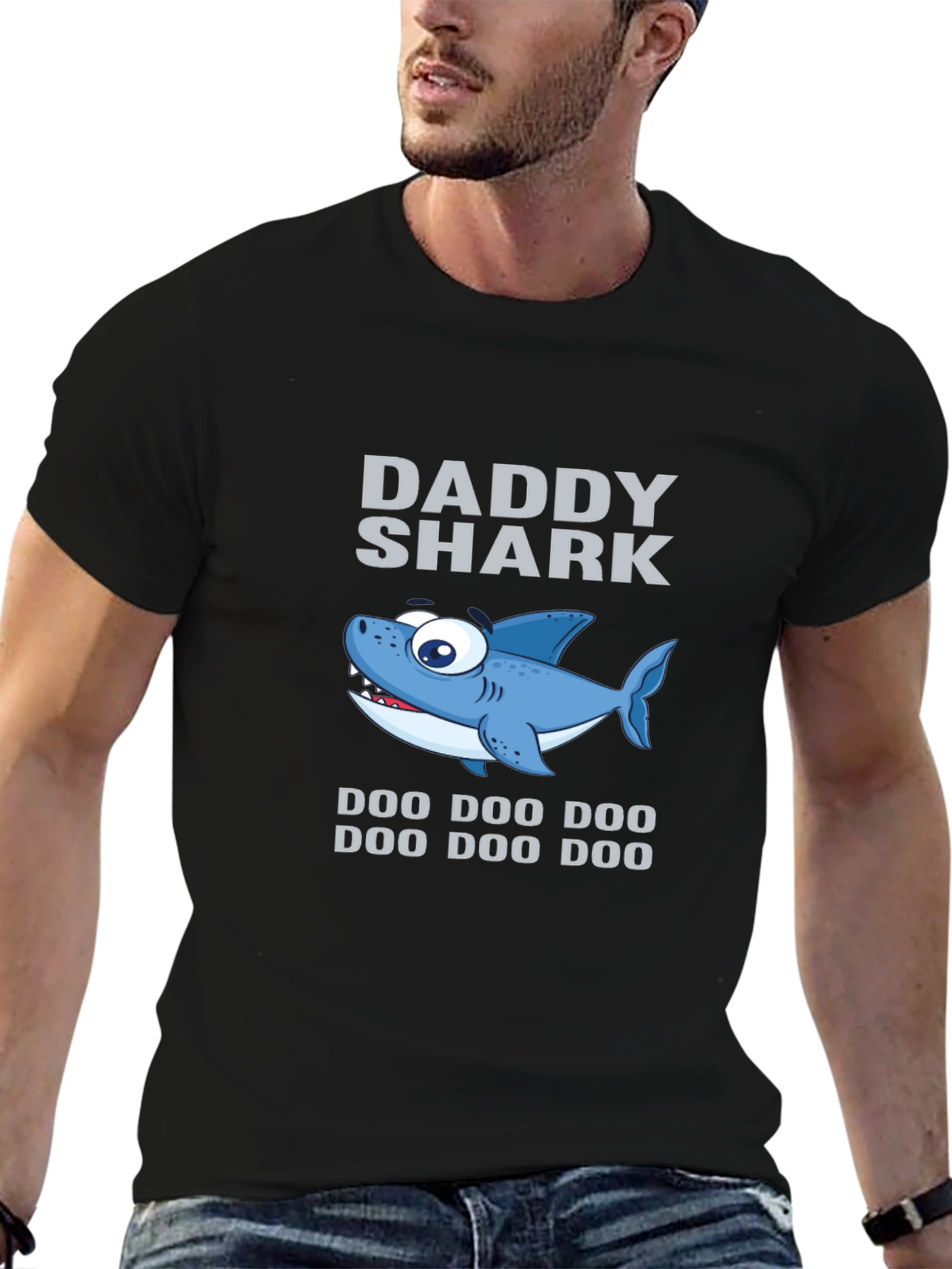 Daddy Shark Graphic Tee - Black Cotton T-Shirt