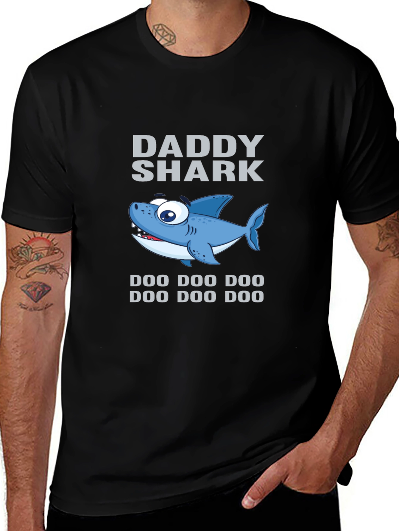 Daddy Shark Graphic Tee - Black Cotton T-Shirt