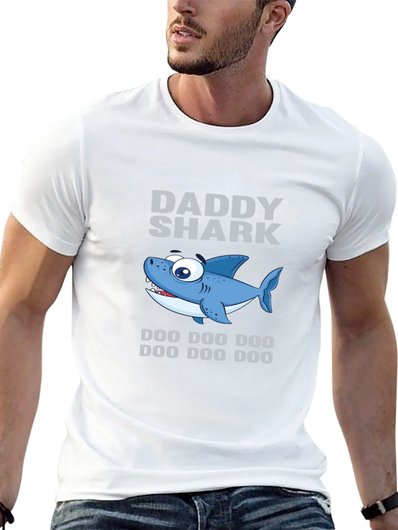 Daddy Shark Graphic Tee - Black Cotton T-Shirt