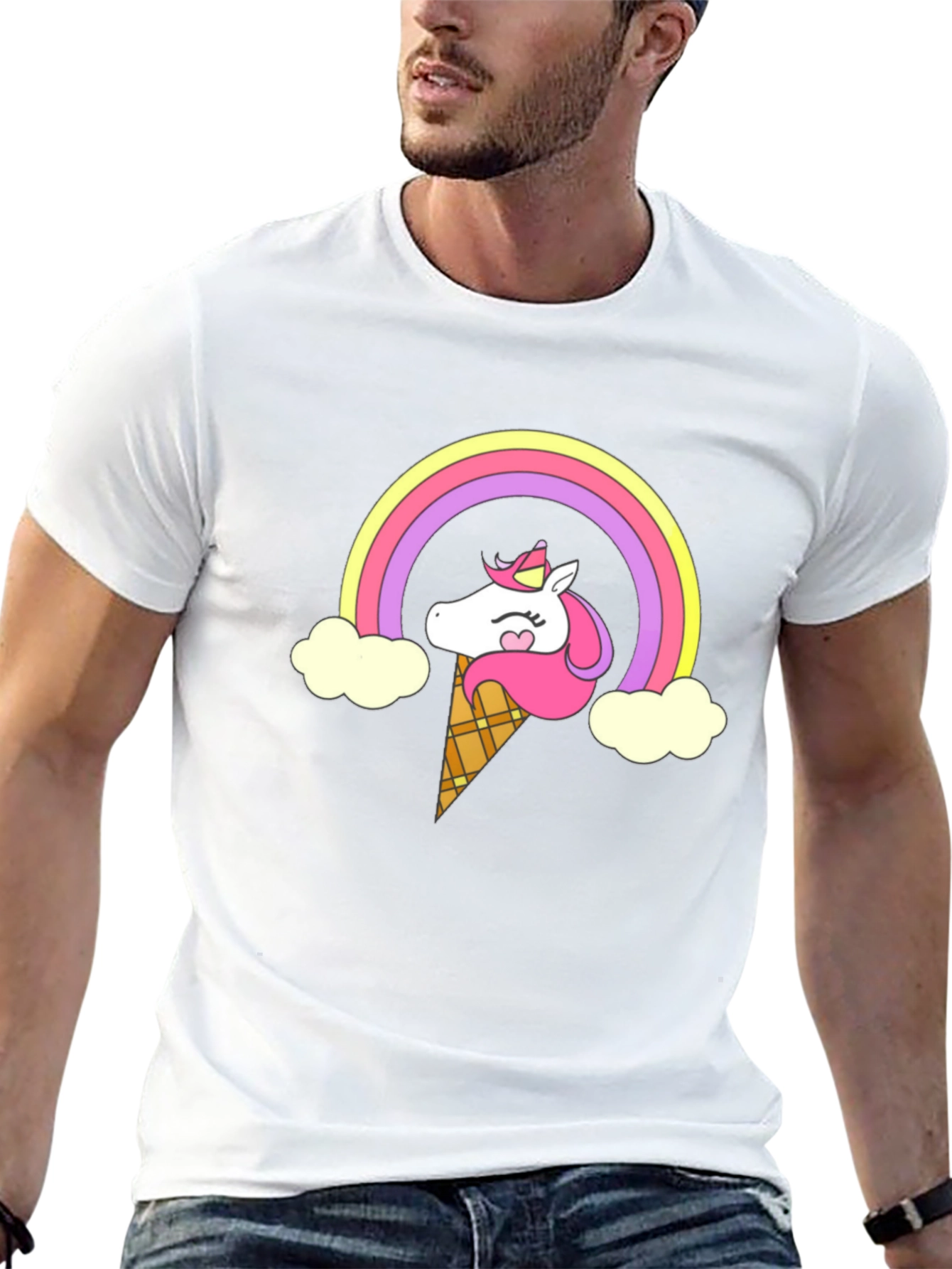 Unicorn Ice Cream Rainbow Black T-Shirt
