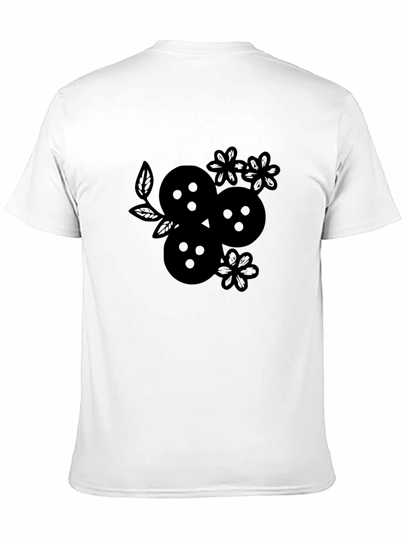 Black Graphic Tee - Floral Fruit Design