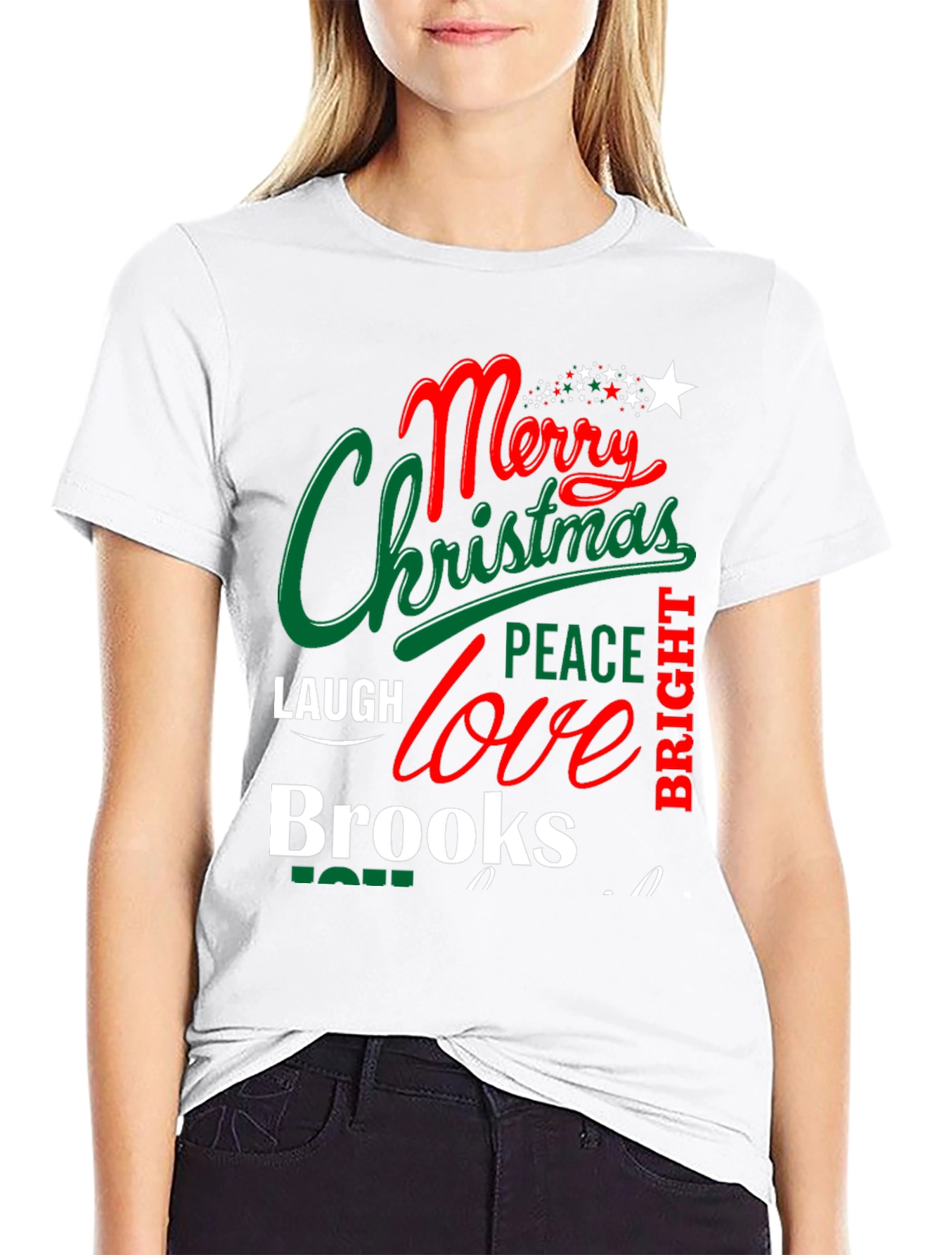 Festive Merry Christmas Peace Love Brooks T-Shirt