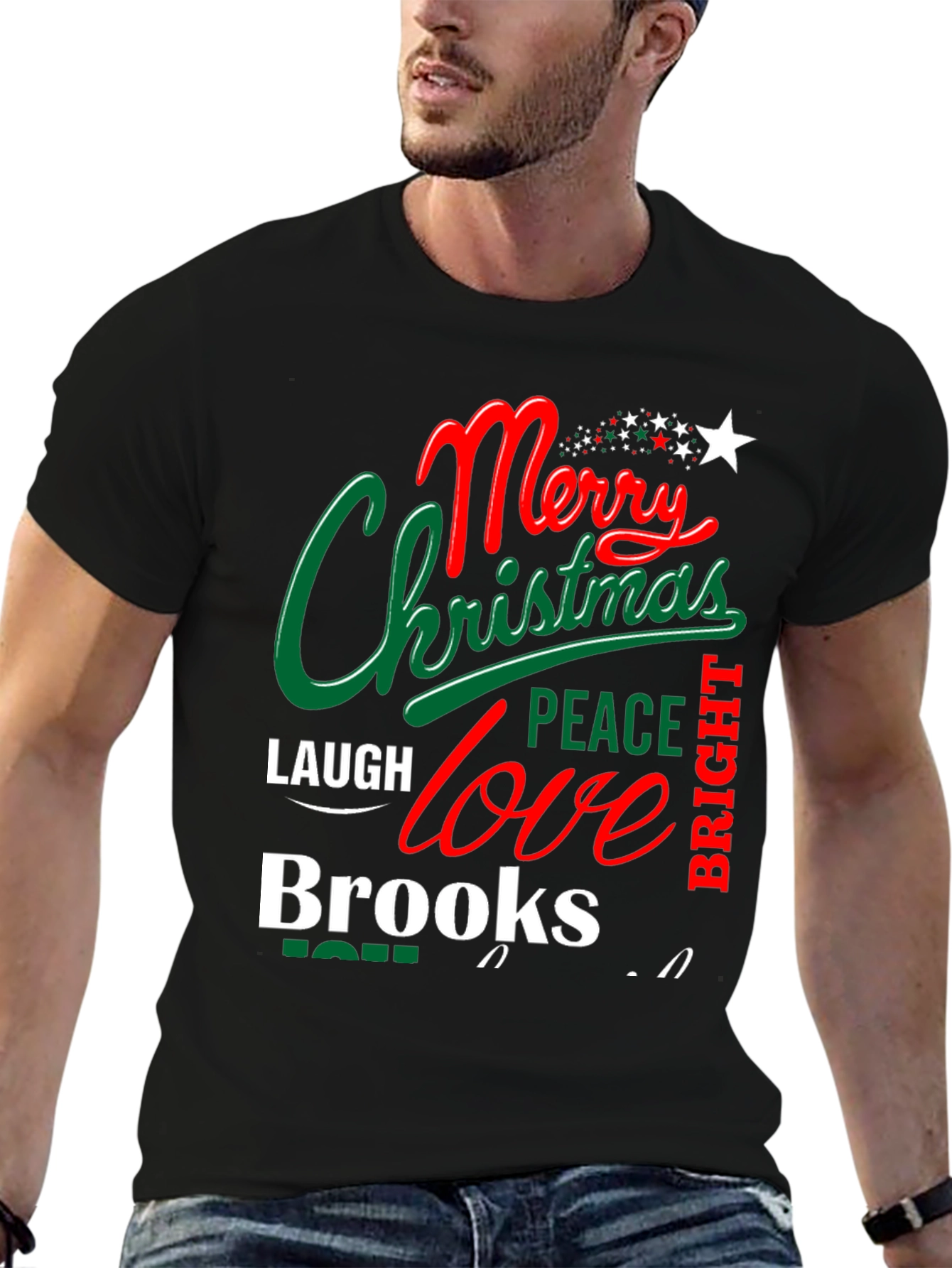 Festive Merry Christmas Peace Love Brooks T-Shirt