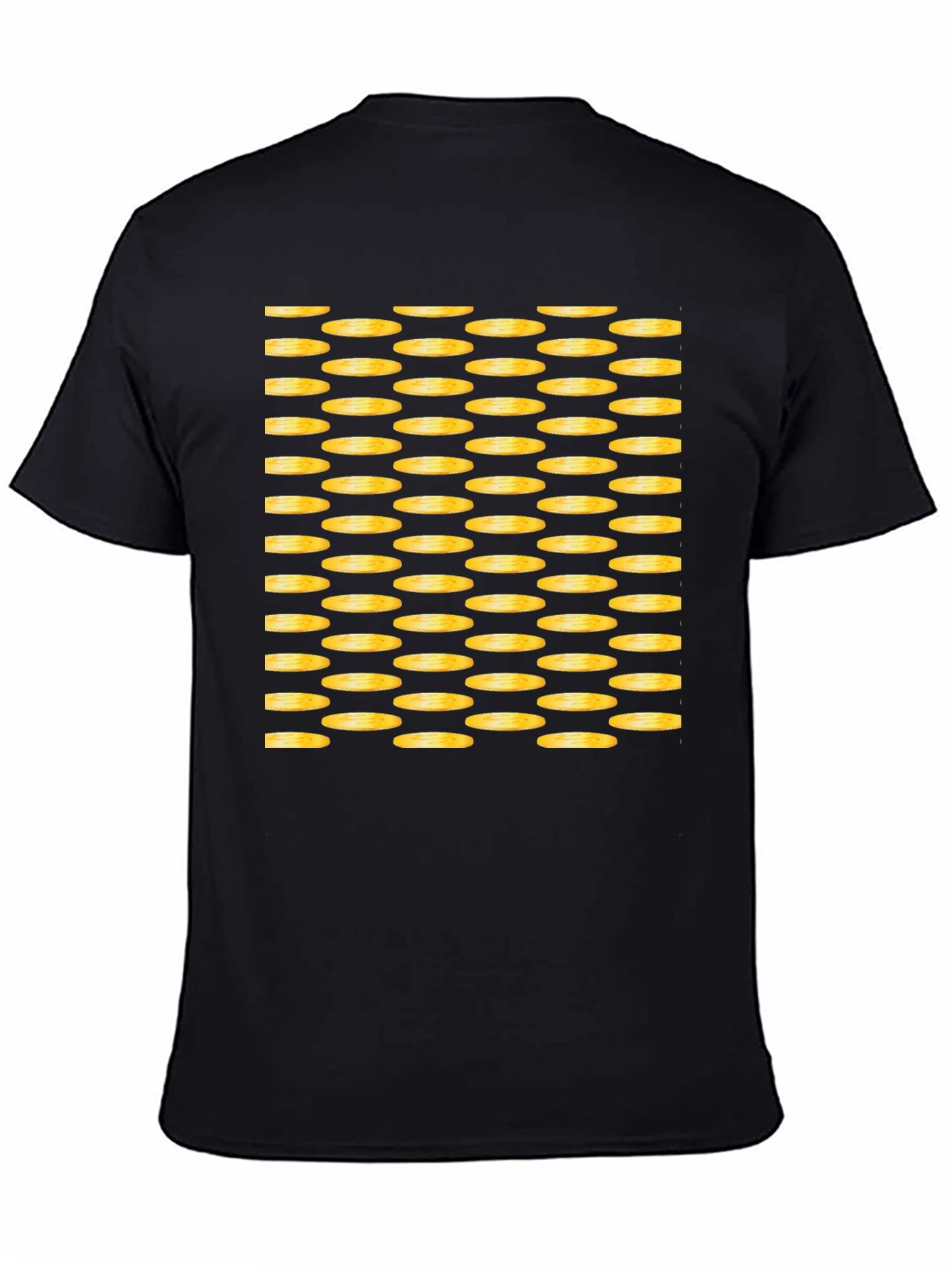Gold Coin Patterned Black T-Shirt