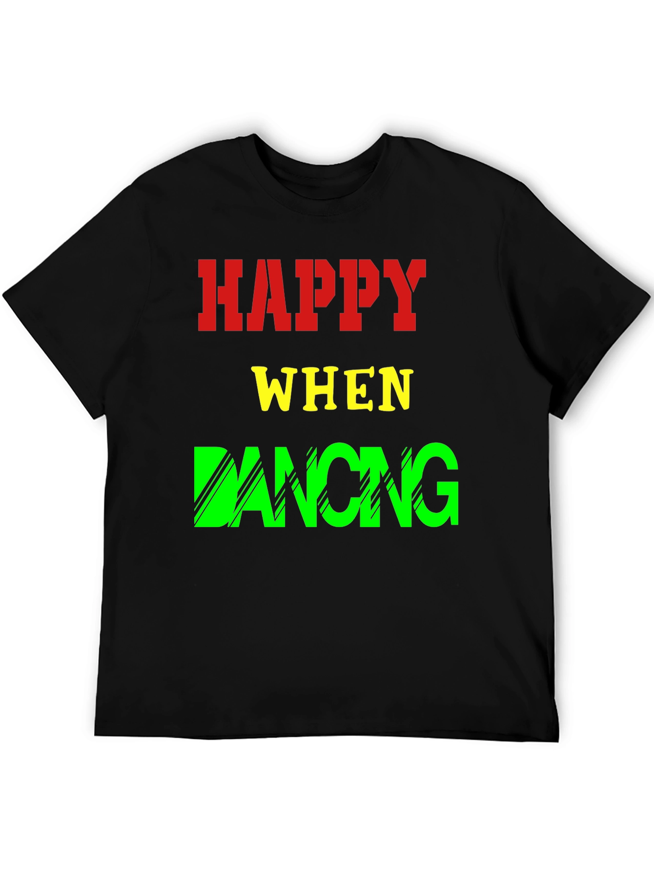 Happy When Dancing Graphic Tee - Black Cotton T-Shirt