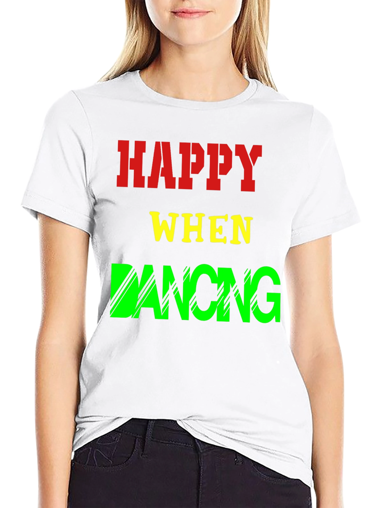 Happy When Dancing Graphic Tee - Black Cotton T-Shirt