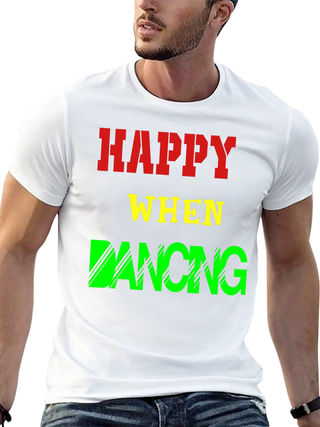 Happy When Dancing Graphic Tee - Black Cotton T-Shirt