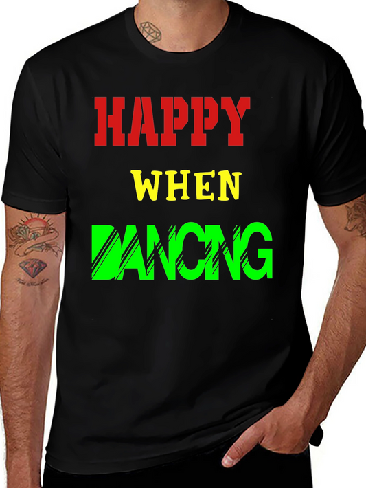 Happy When Dancing Graphic Tee - Black Cotton T-Shirt