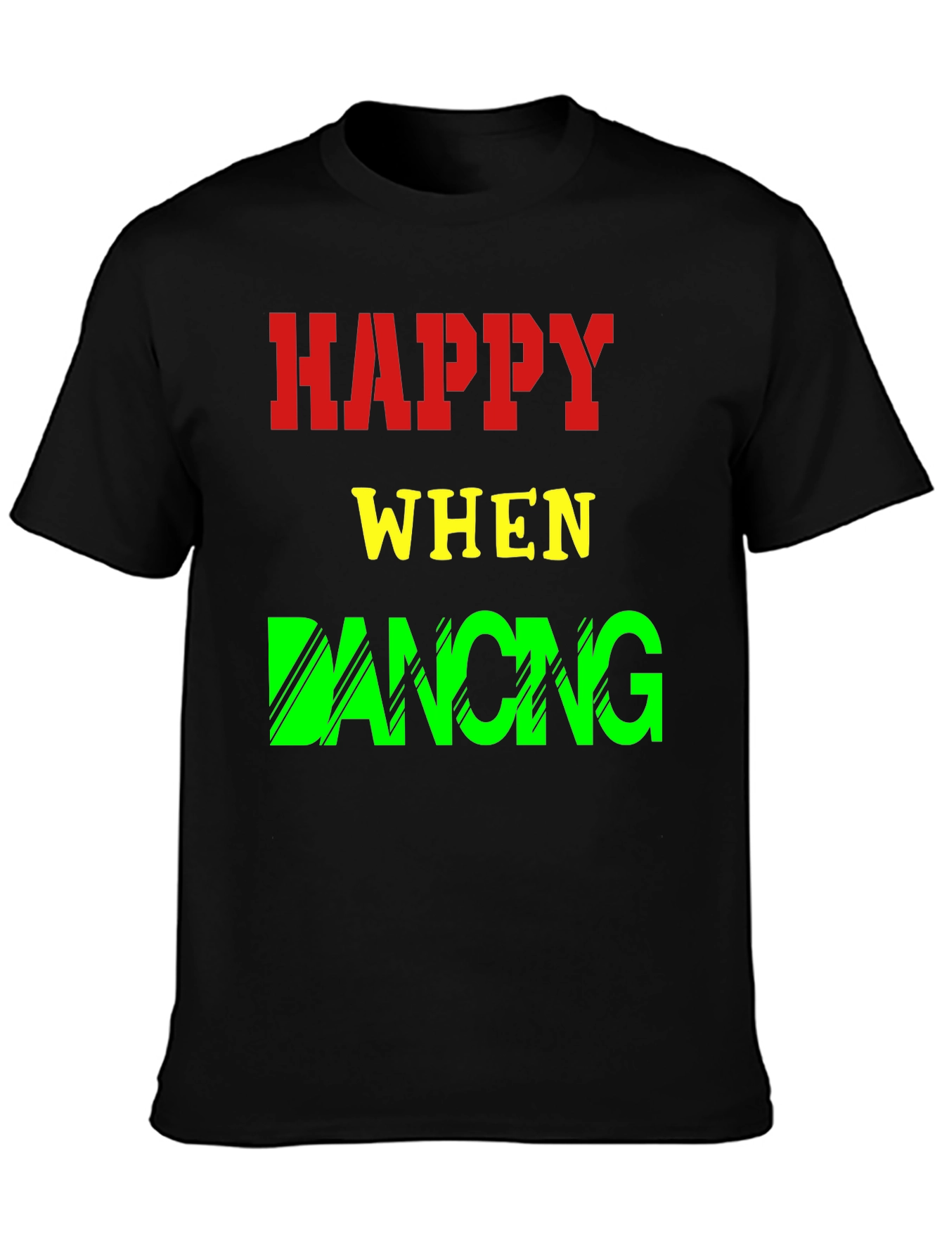 Happy When Dancing Graphic Tee - Black Cotton T-Shirt