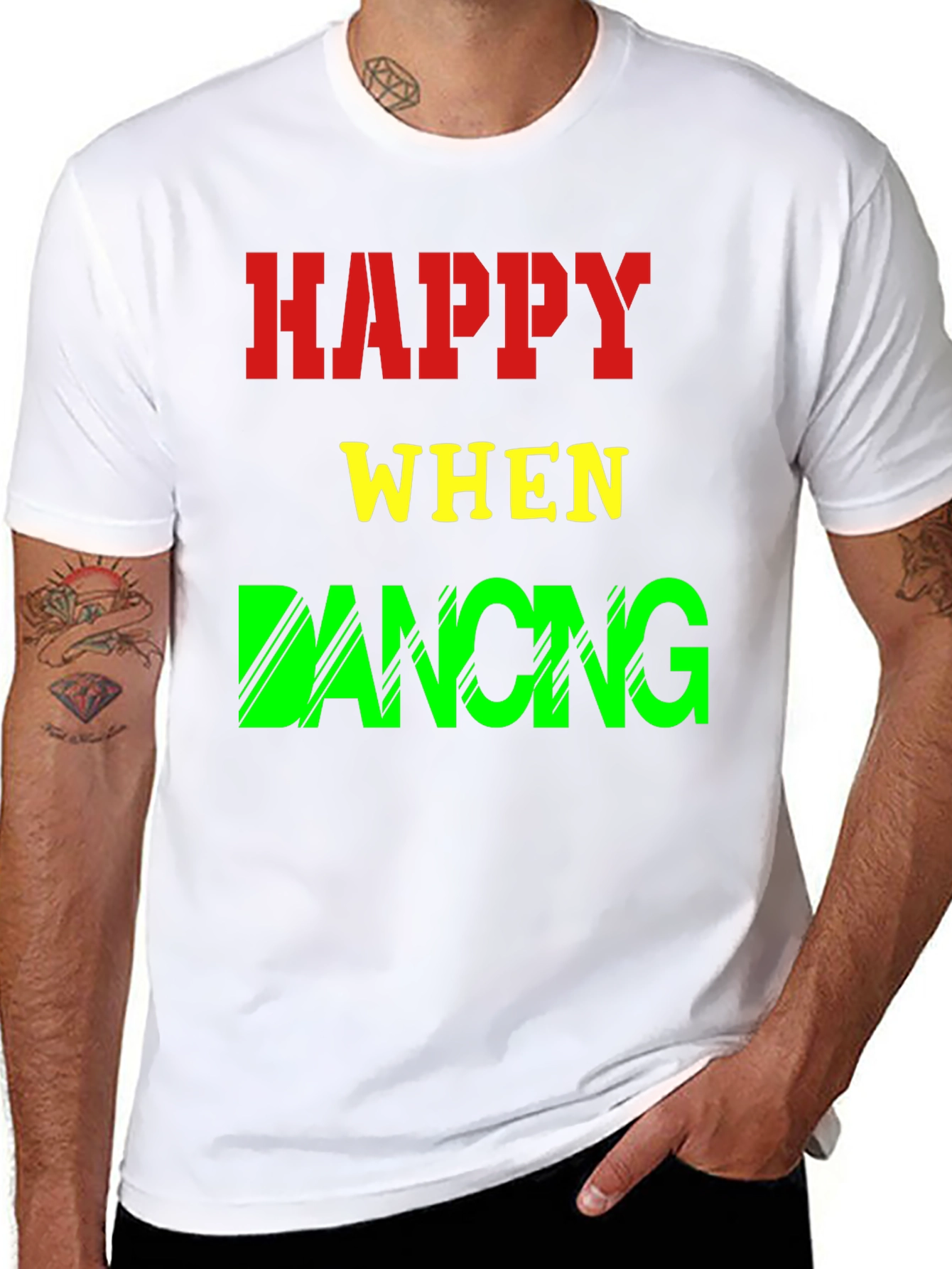 Happy When Dancing Graphic Tee - Black Cotton T-Shirt