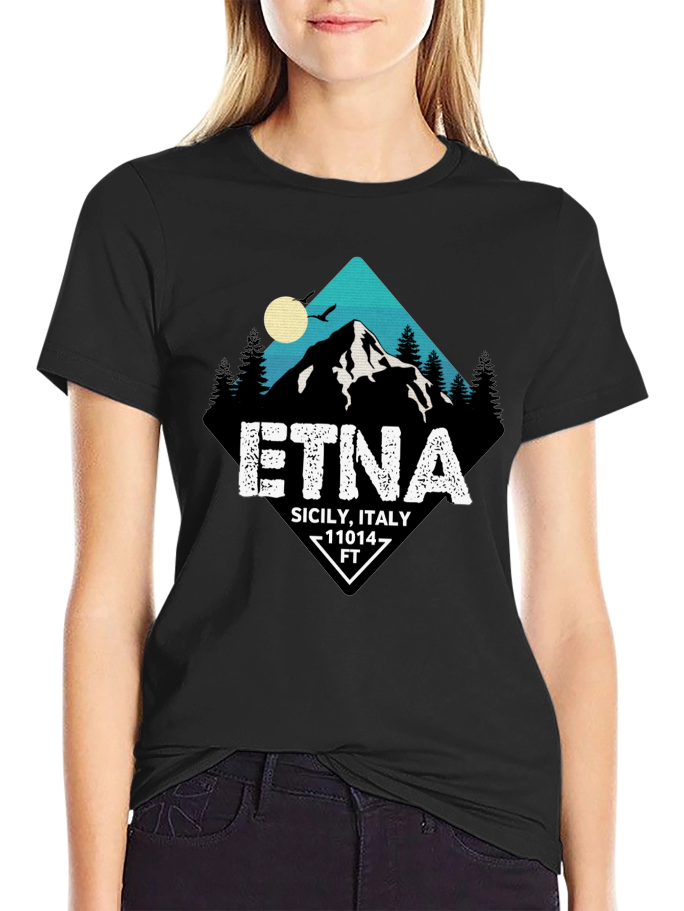 Etna Sicily Italy Graphic Tee - Black