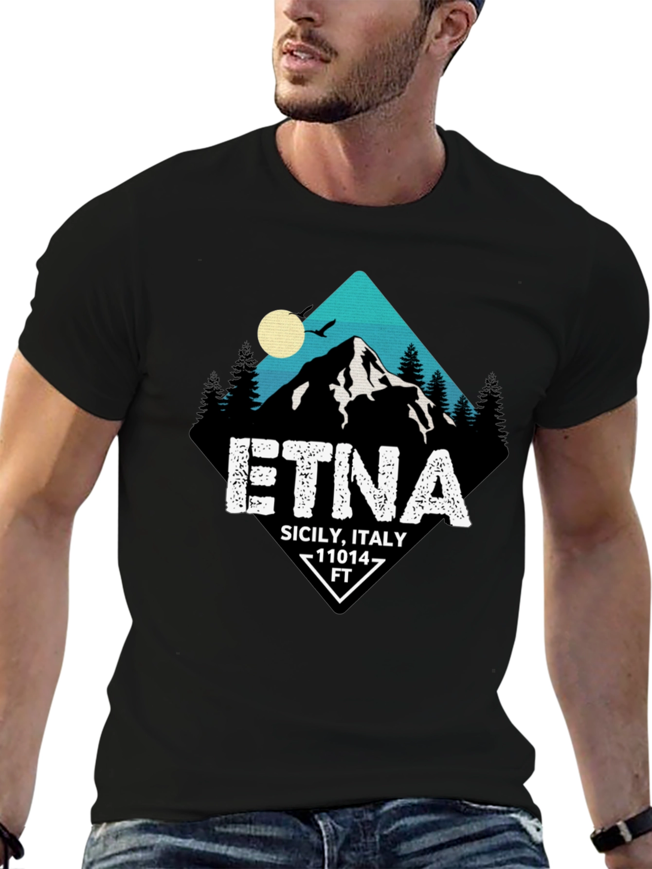 Etna Sicily Italy Graphic Tee - Black