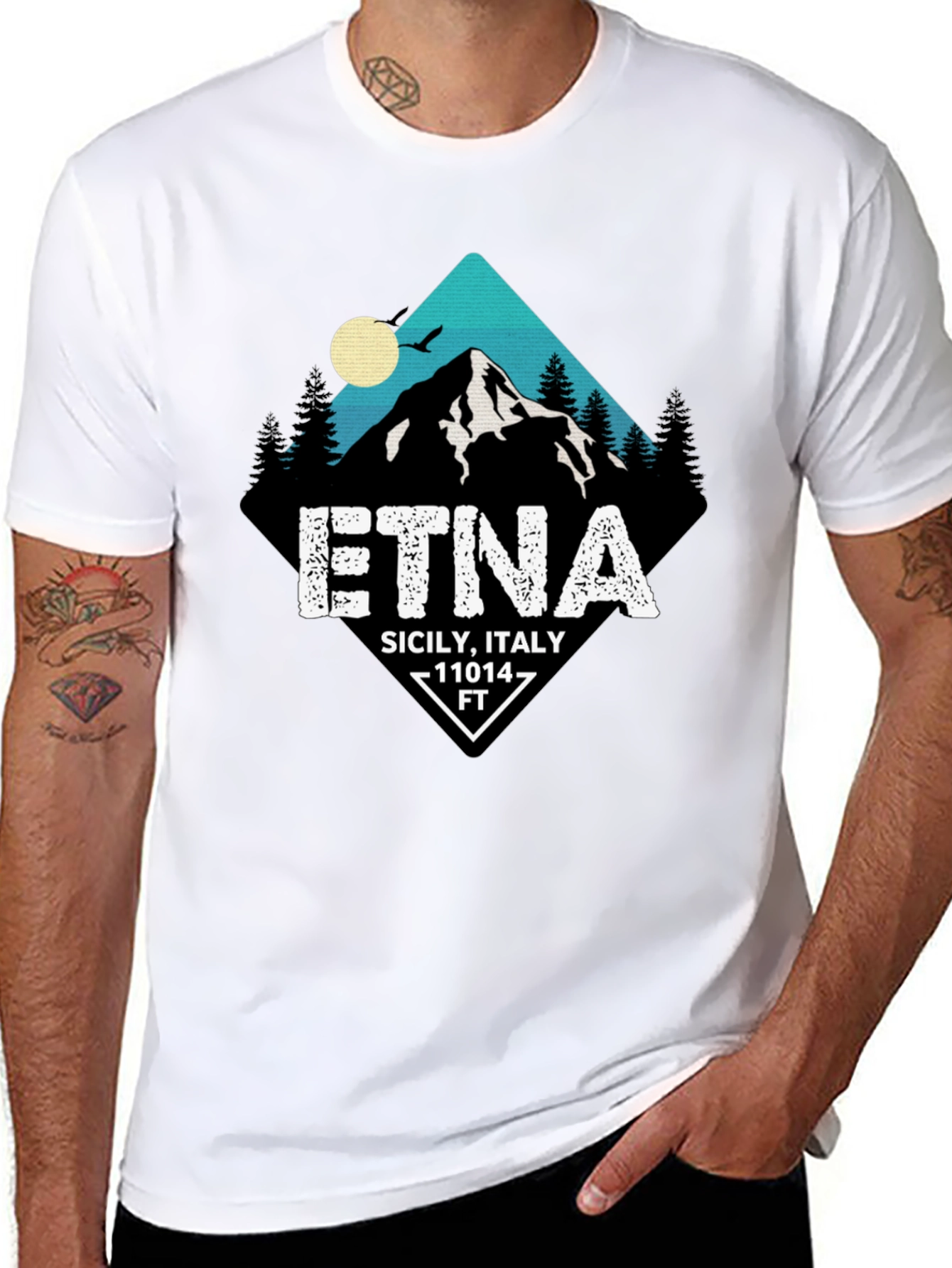 Etna Sicily Italy Graphic Tee - Black