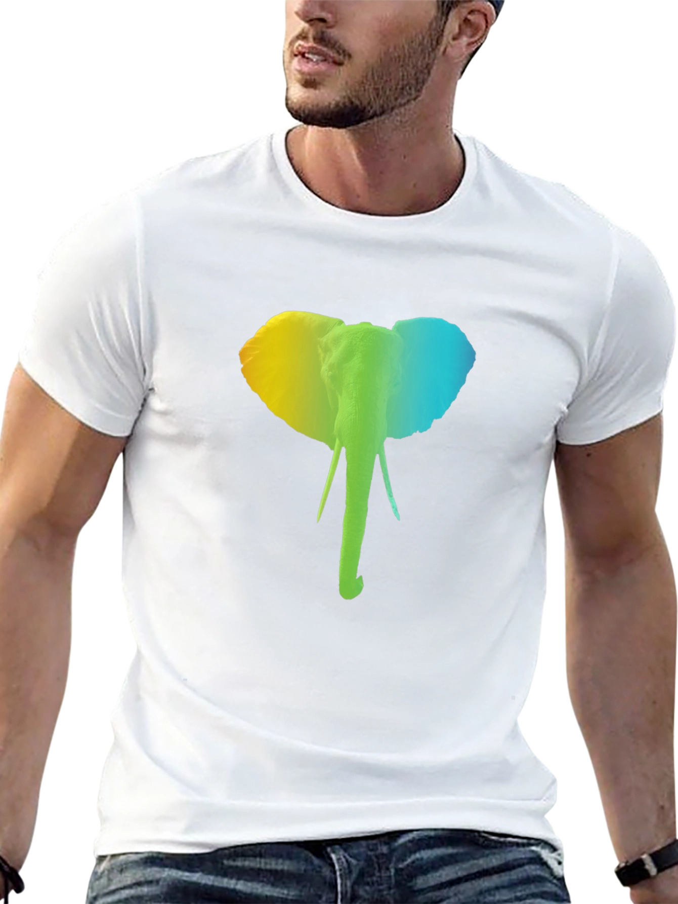 Gradient Elephant Tee - Stylish Animal Graphic T-Shirt