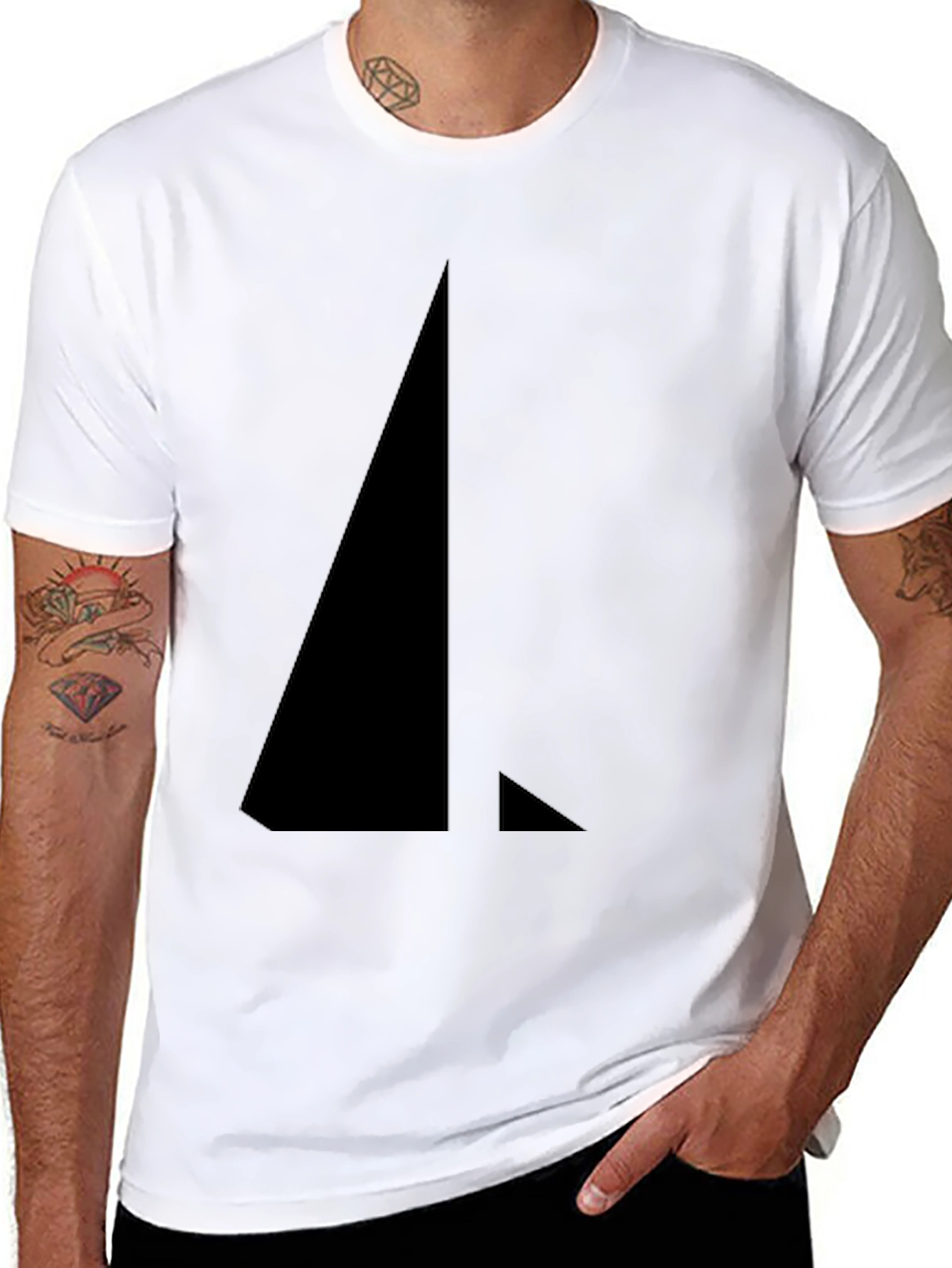 Minimalist Triangle T-Shirt - Solid Black