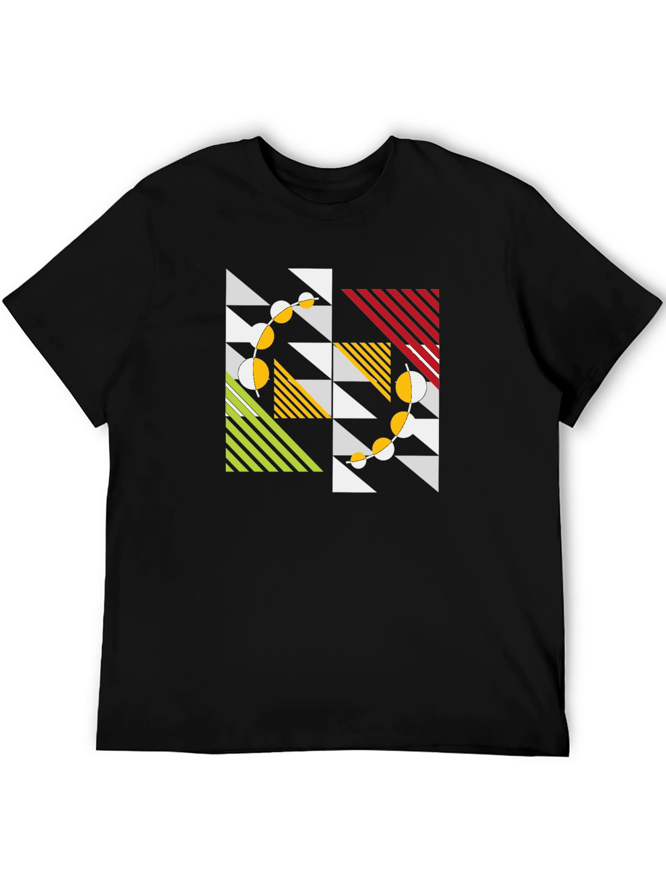 Geometric Pattern Black T-Shirt - Modern Art Style