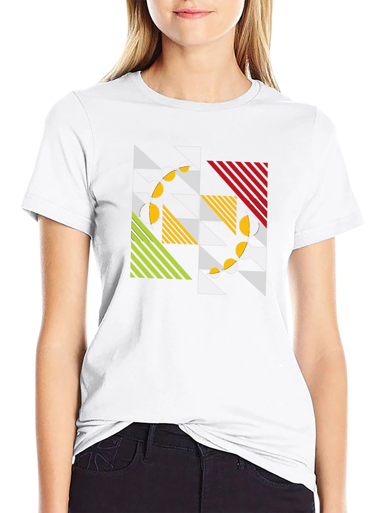 Geometric Pattern Black T-Shirt - Modern Art Style