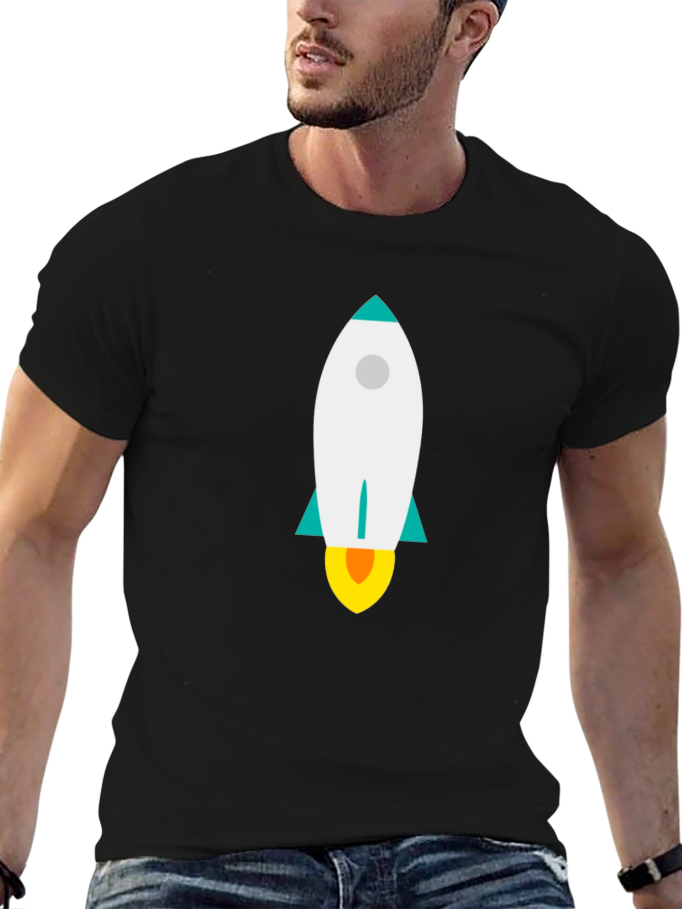 Rocket Graphic Tee - Black Cotton Comfort