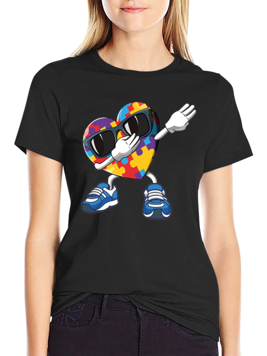 Autism Awareness Puzzle Heart Dabbing T-Shirt