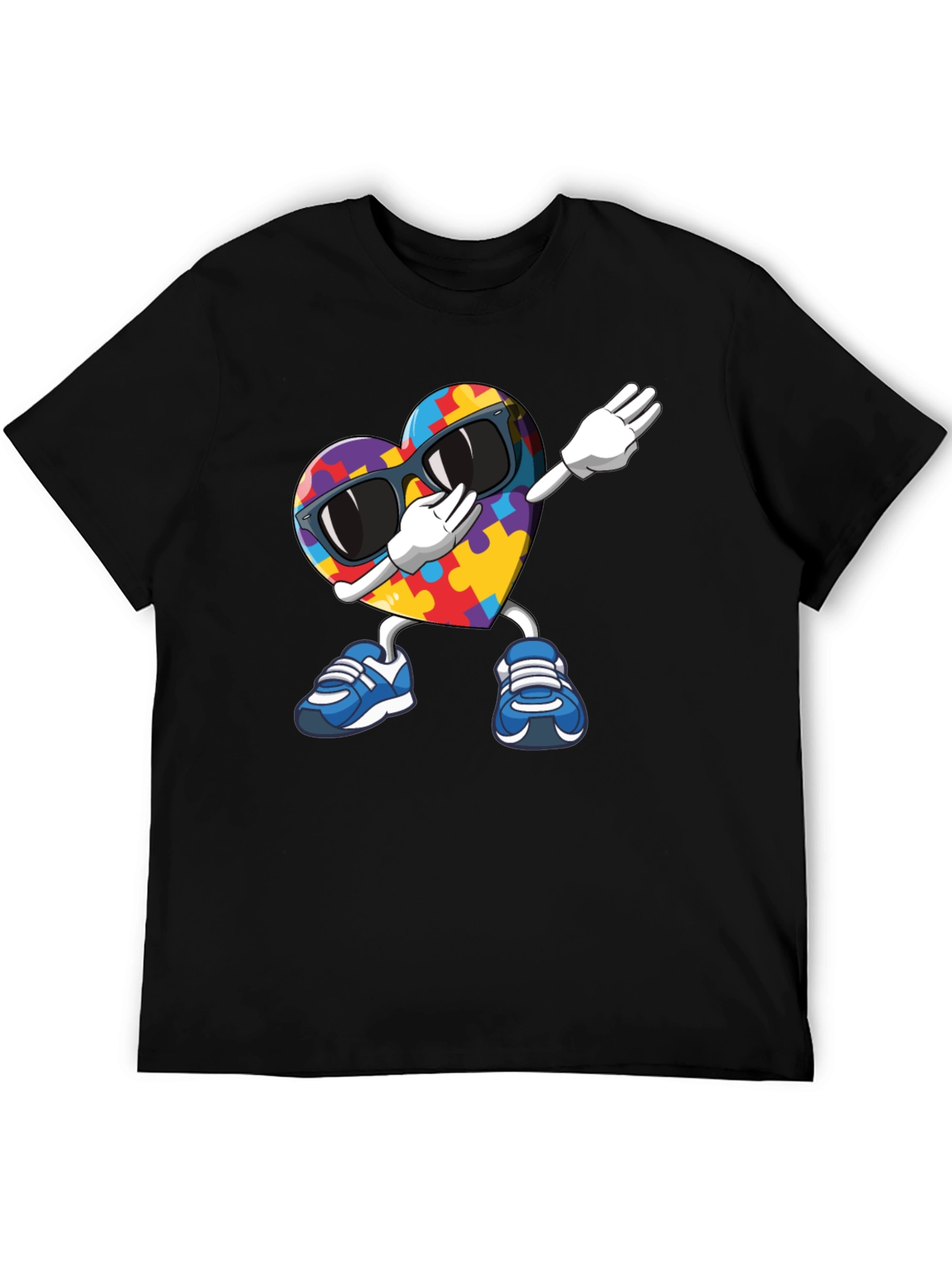 Autism Awareness Puzzle Heart Dabbing T-Shirt