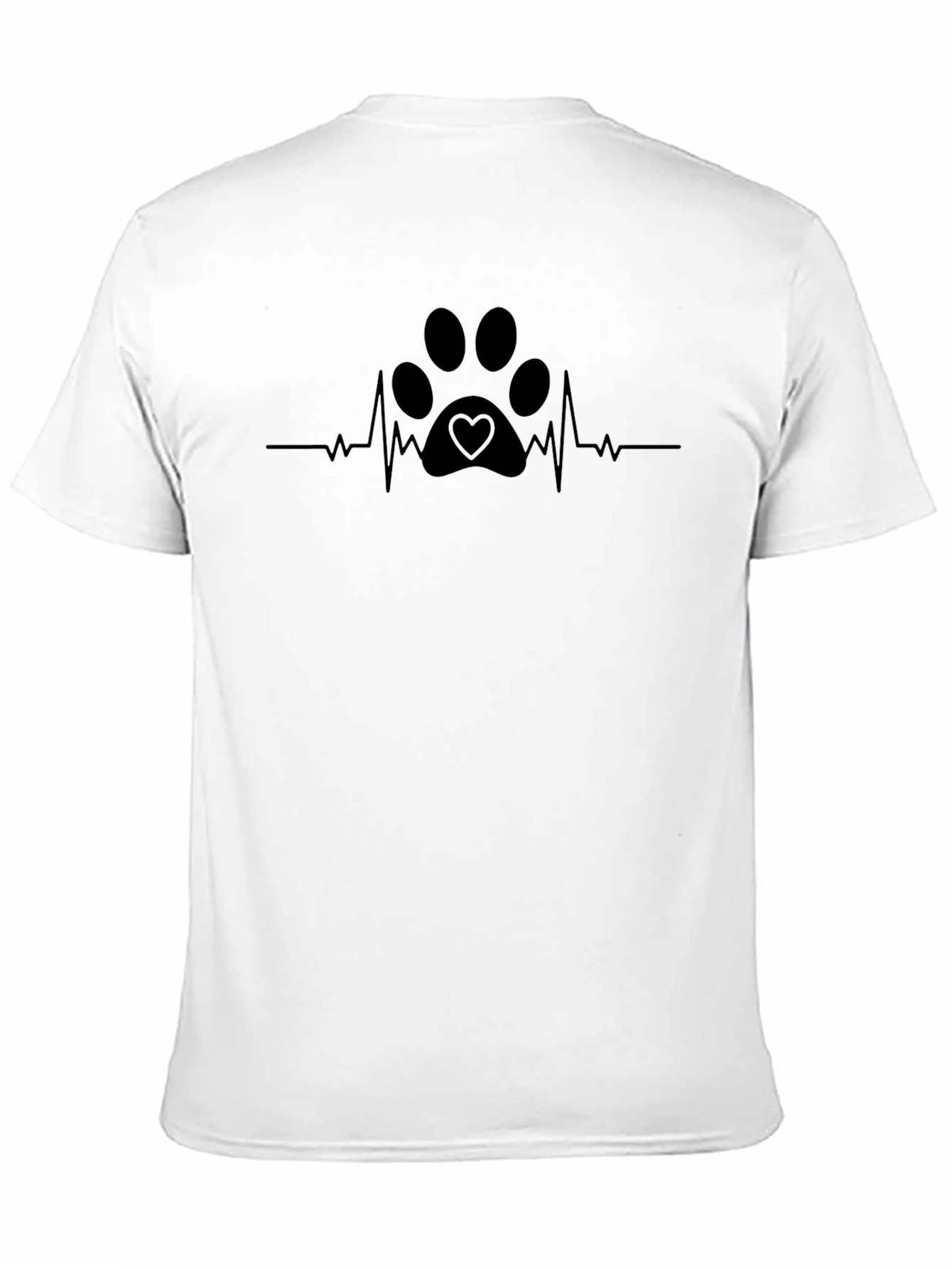 Paw Print Heartbeat T-Shirt - Black
