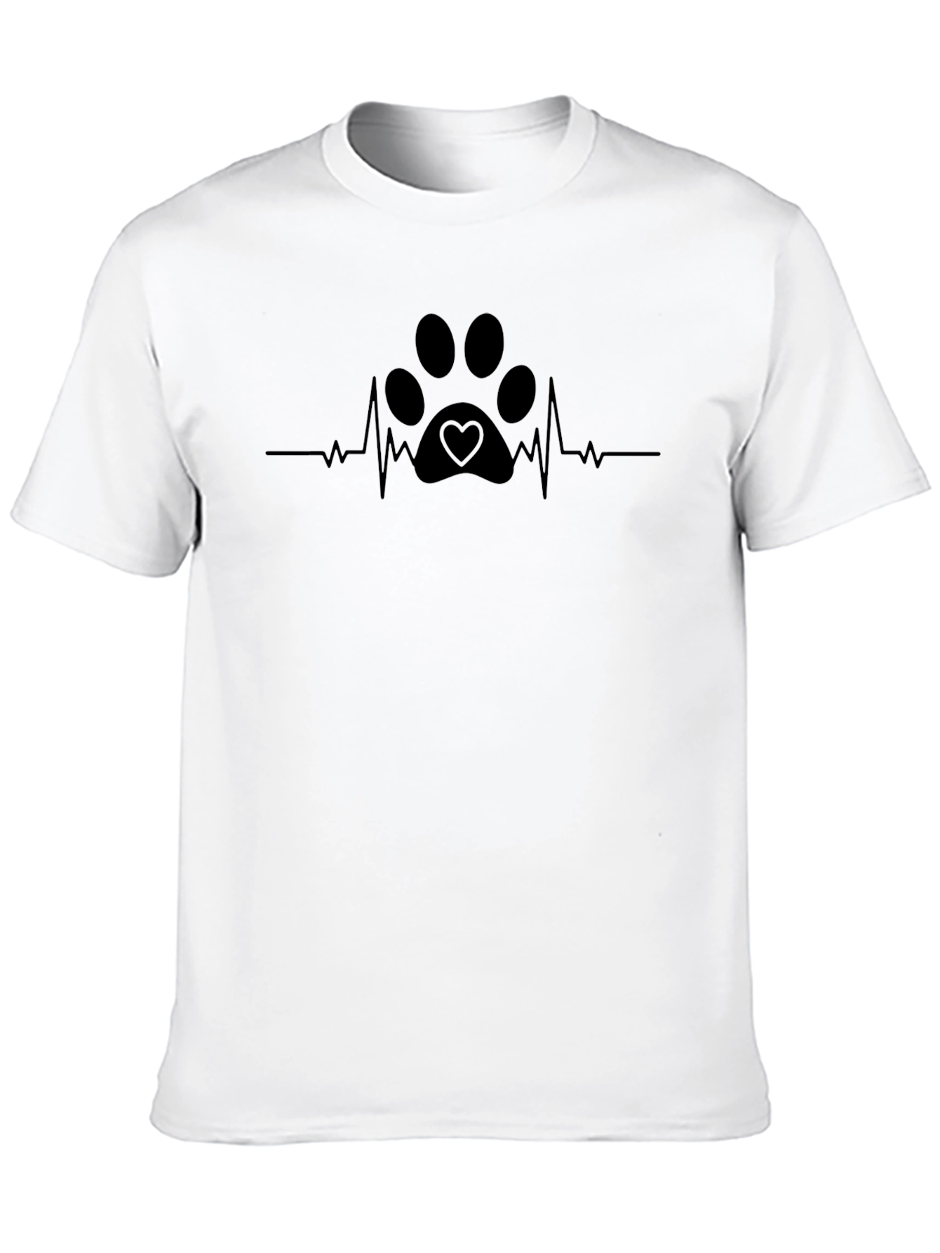 Paw Print Heartbeat T-Shirt - Black