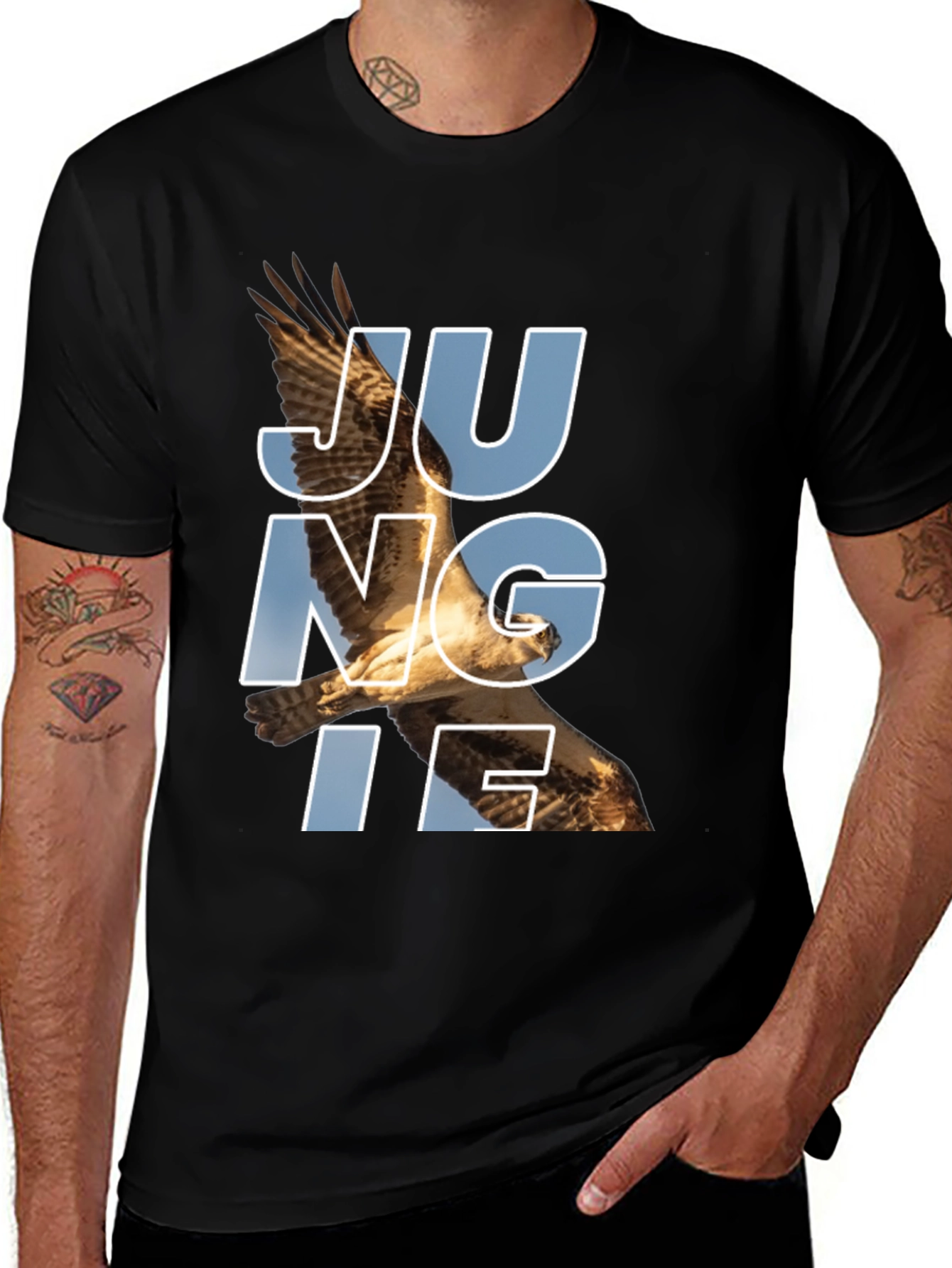 JUNGLE Eagle Graphic T-Shirt - Black