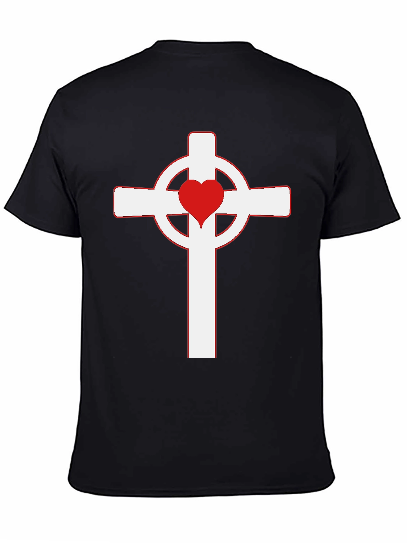 Heart Cross Graphic Black T-Shirt
