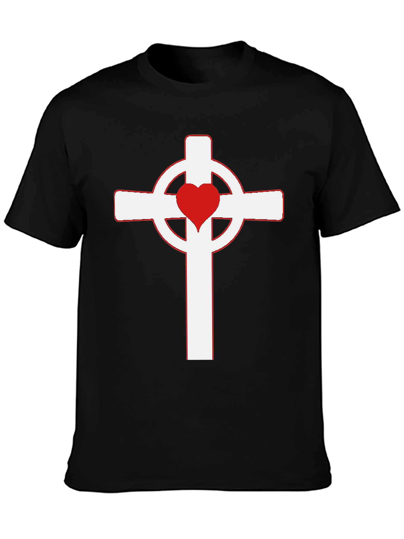 Heart Cross Graphic Black T-Shirt
