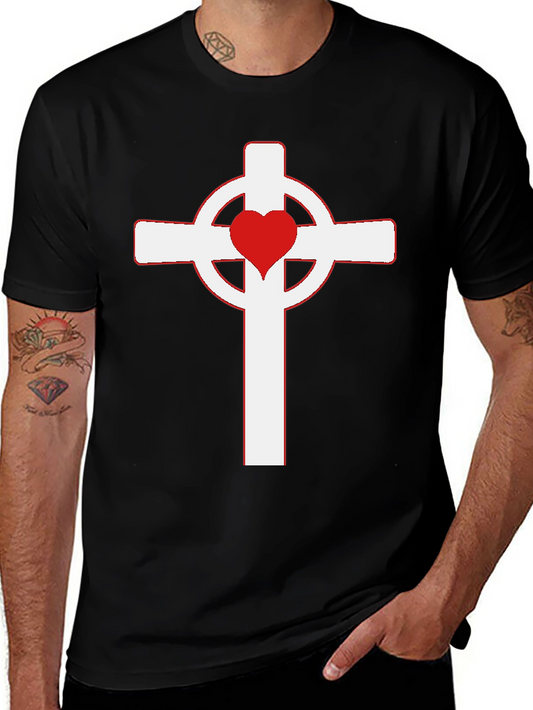 Heart Cross Graphic Black T-Shirt