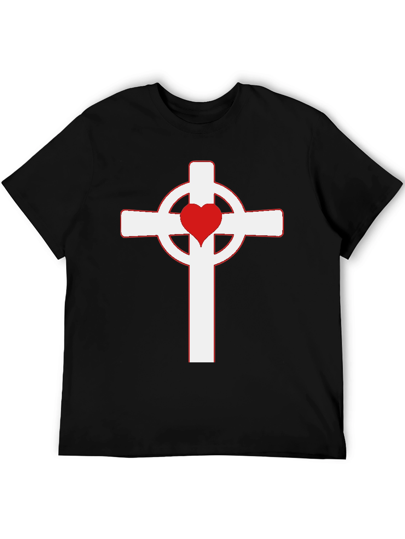 Heart Cross Graphic Black T-Shirt