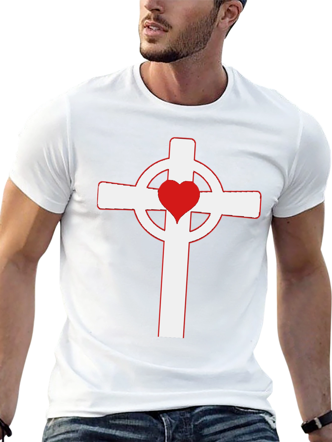 Heart Cross Graphic Black T-Shirt