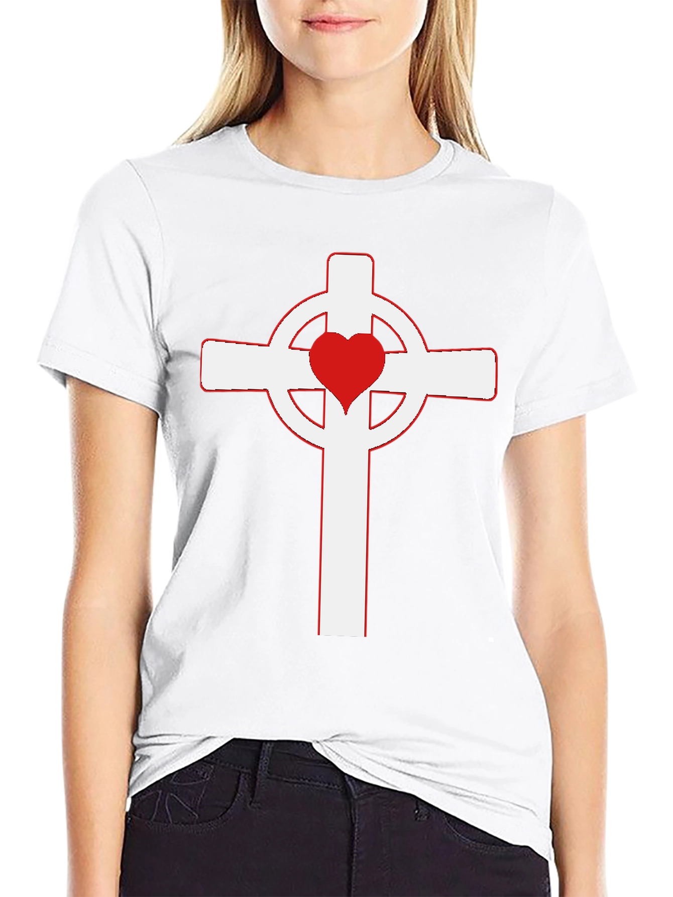 Heart Cross Graphic Black T-Shirt