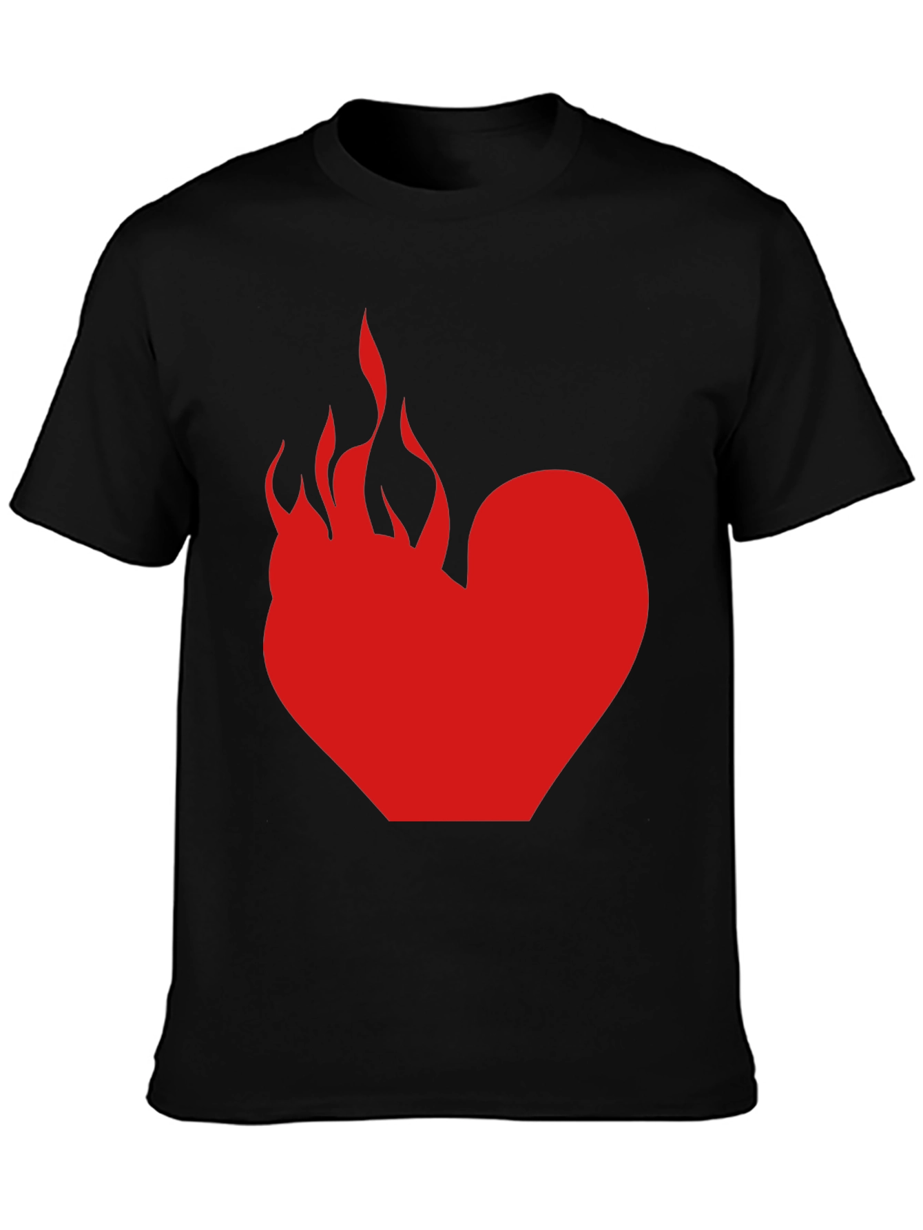 Flaming Heart Graphic Tee - Bold Black T-Shirt