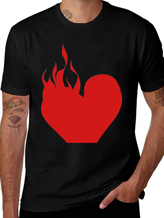 Flaming Heart Graphic Tee - Bold Black T-Shirt