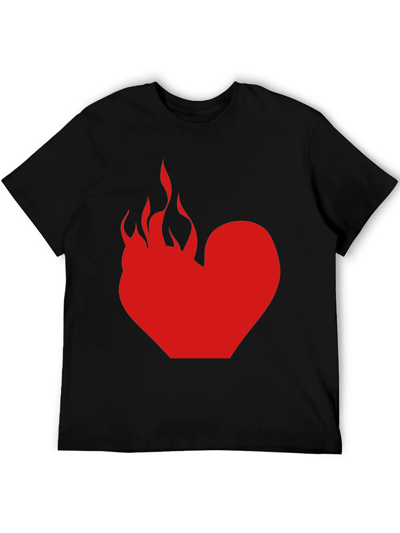 Flaming Heart Graphic Tee - Bold Black T-Shirt