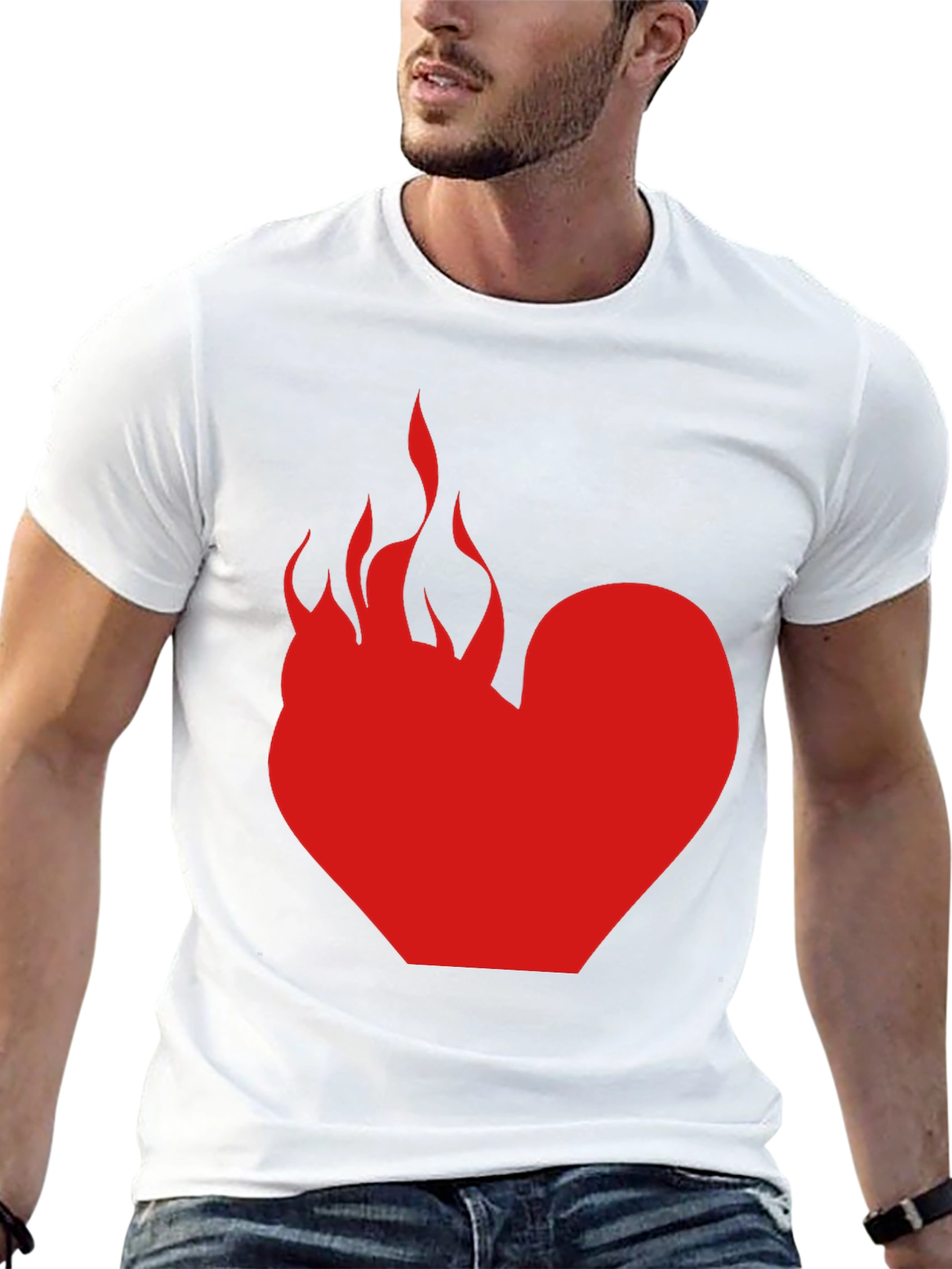 Flaming Heart Graphic Tee - Bold Black T-Shirt