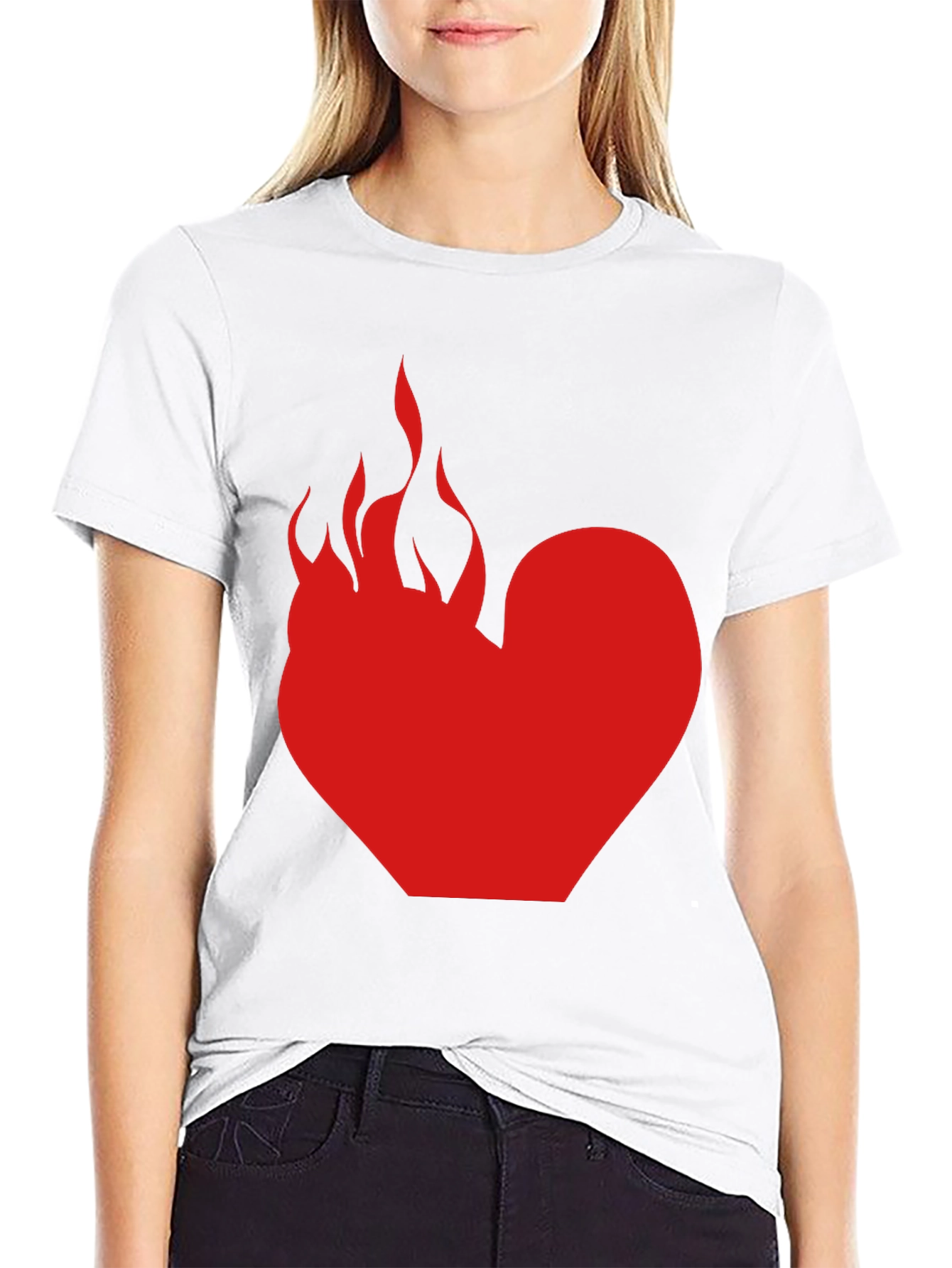 Flaming Heart Graphic Tee - Bold Black T-Shirt